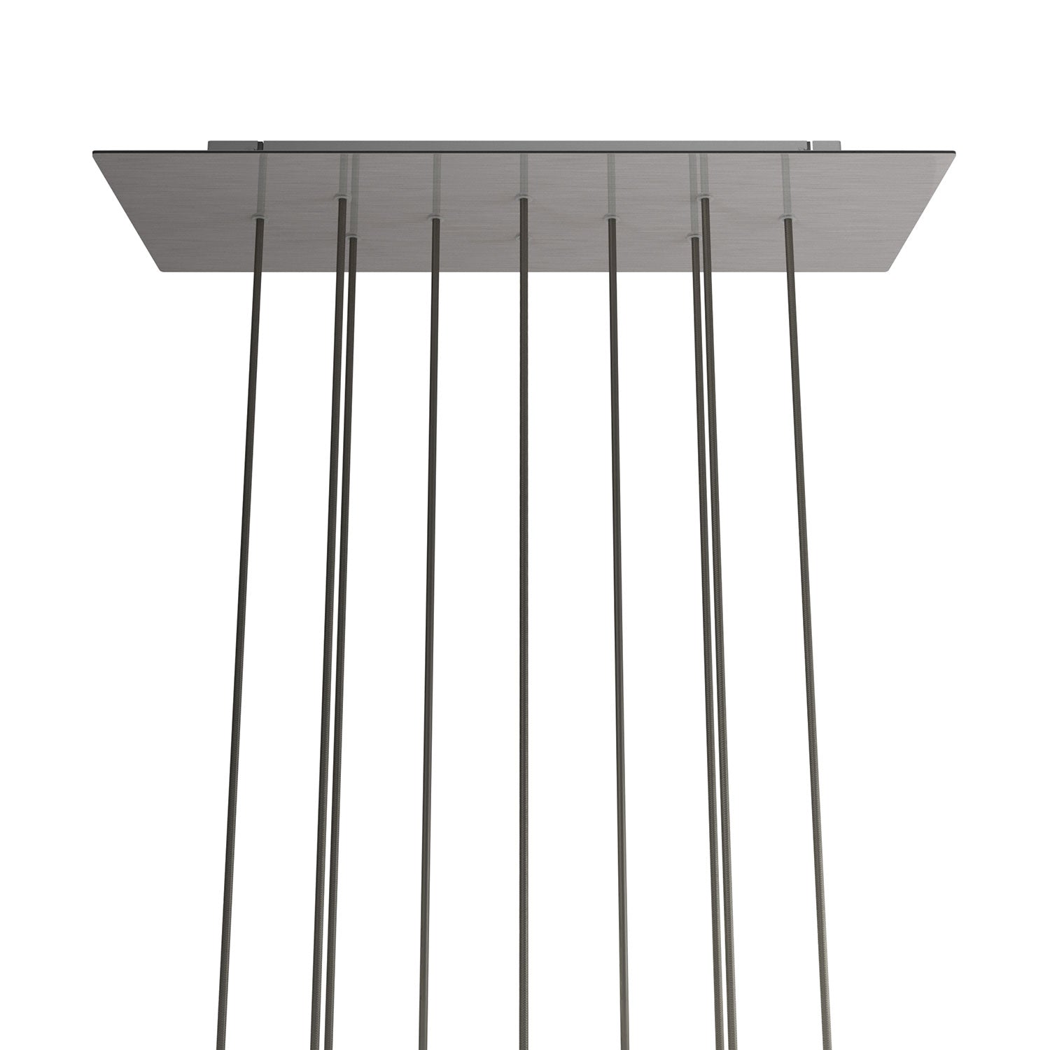 Rosone XXL Rose-One rettangolare a 10 fori e 6 fori laterali, dimensioni 675 x 225 mm  - Dibond Acciaio satinato