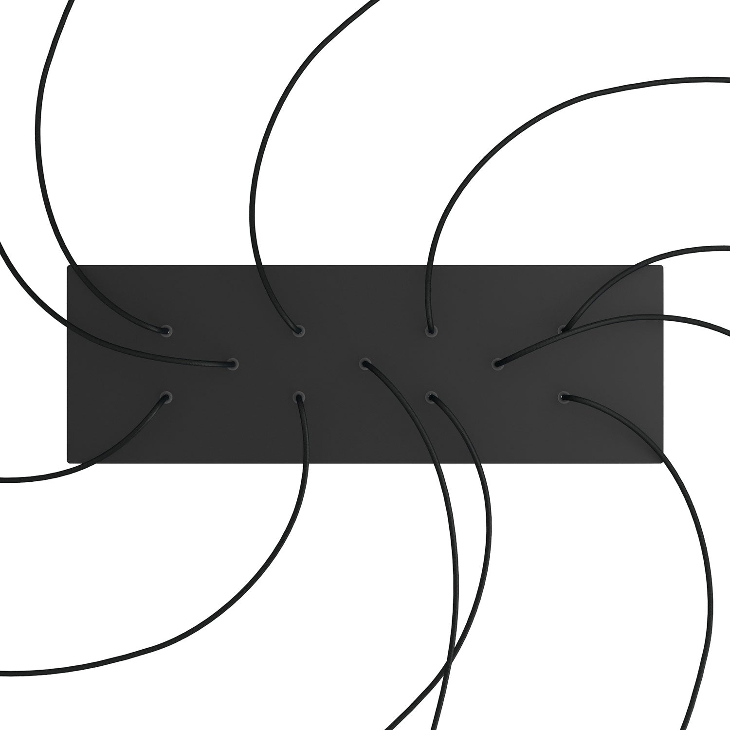 Rosone XXL Rose-One rettangolare a 11 fori e 6 fori laterali, dimensioni 675 x 225 mm  - Dibond Nero opaco