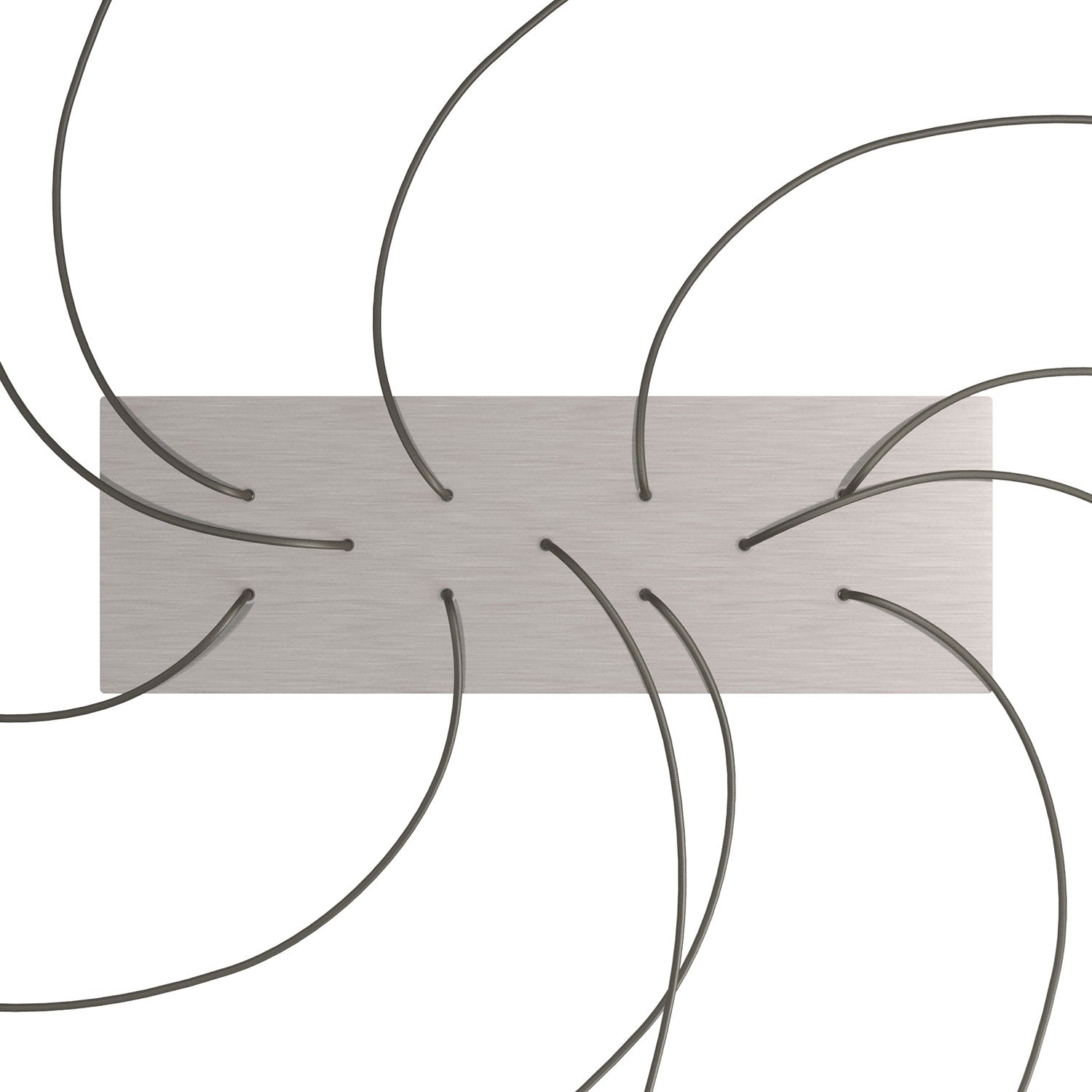 Rosone XXL Rose-One rettangolare a 11 fori e 6 fori laterali, dimensioni 675 x 225 mm  - Dibond Acciaio satinato