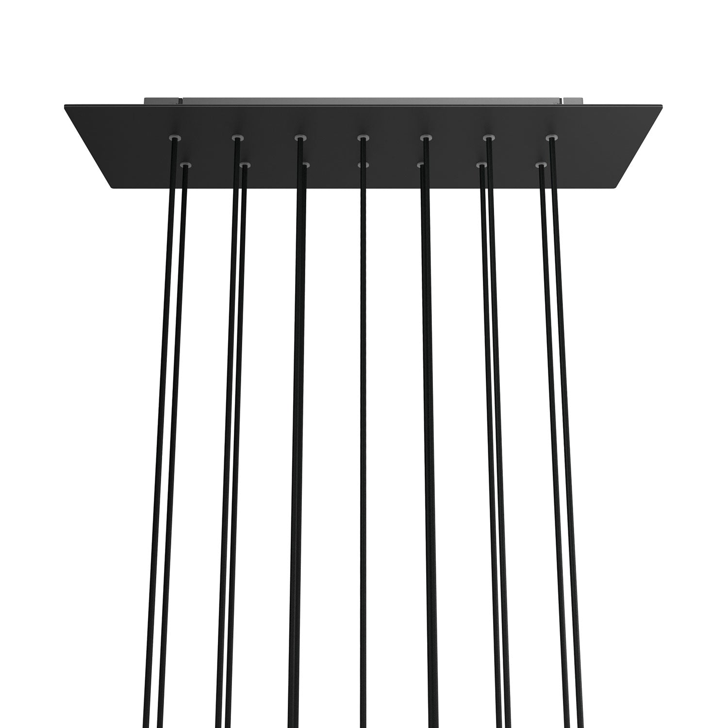 Rosone XXL Rose-One rettangolare a 14 fori e 6 fori laterali, dimensioni 675 x 225 mm  - Dibond Nero opaco