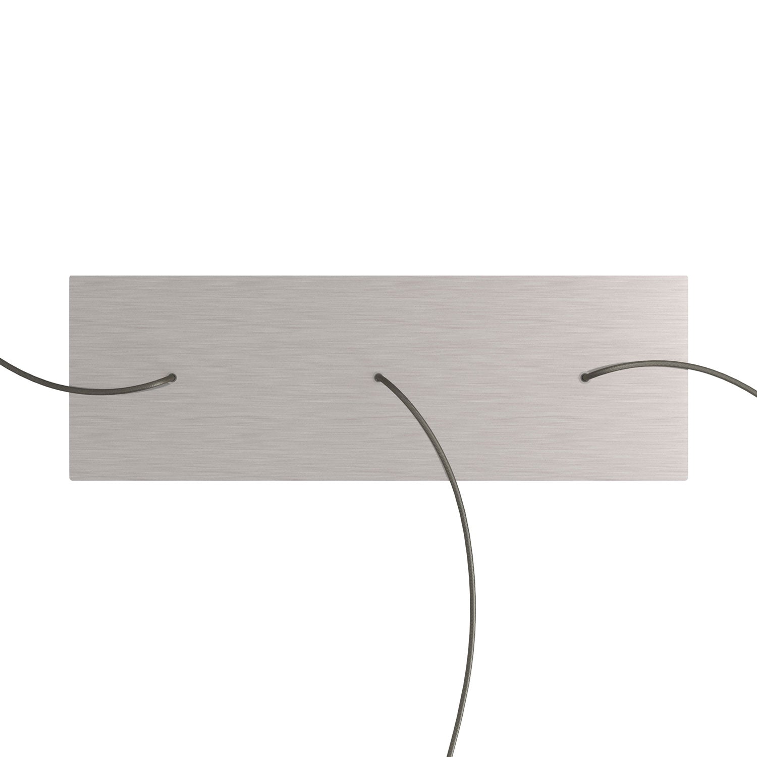 Rosone XXL Rose-One rettangolare a 3 fori in linea e 6 fori laterali, dimensioni 675 x 225 mm  - Dibond Acciaio satinato