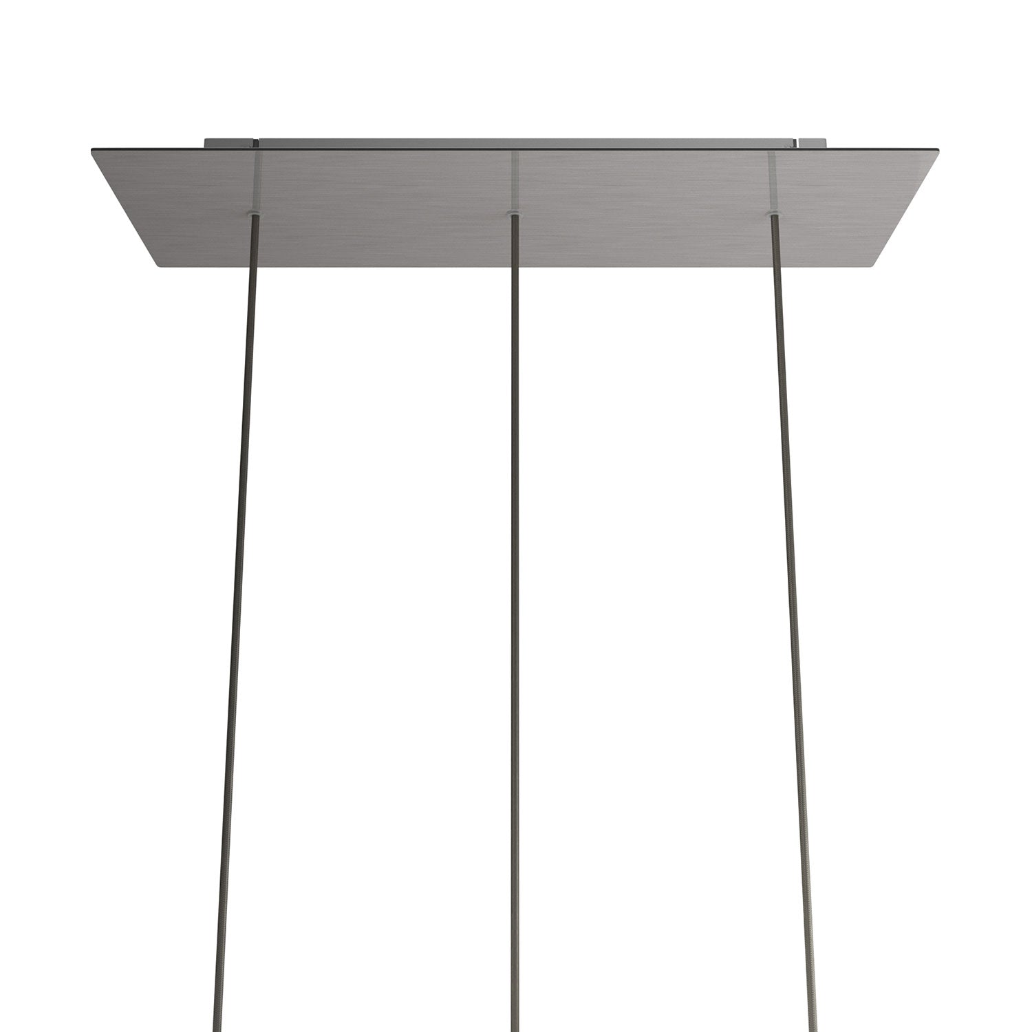 Rosone XXL Rose-One rettangolare a 3 fori in linea e 6 fori laterali, dimensioni 675 x 225 mm  - Dibond Acciaio satinato