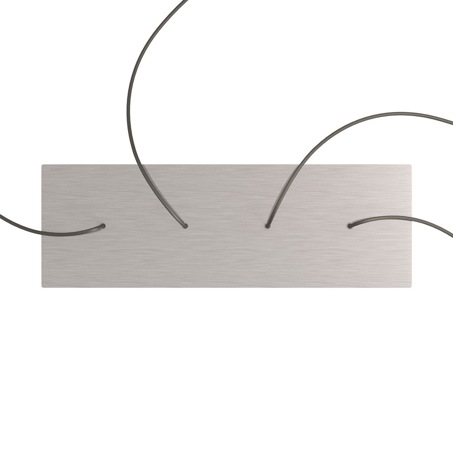 Rosone XXL Rose-One rettangolare a 4 fori in linea e 6 fori laterali, dimensioni 675 x 225 mm  - Dibond Acciaio satinato