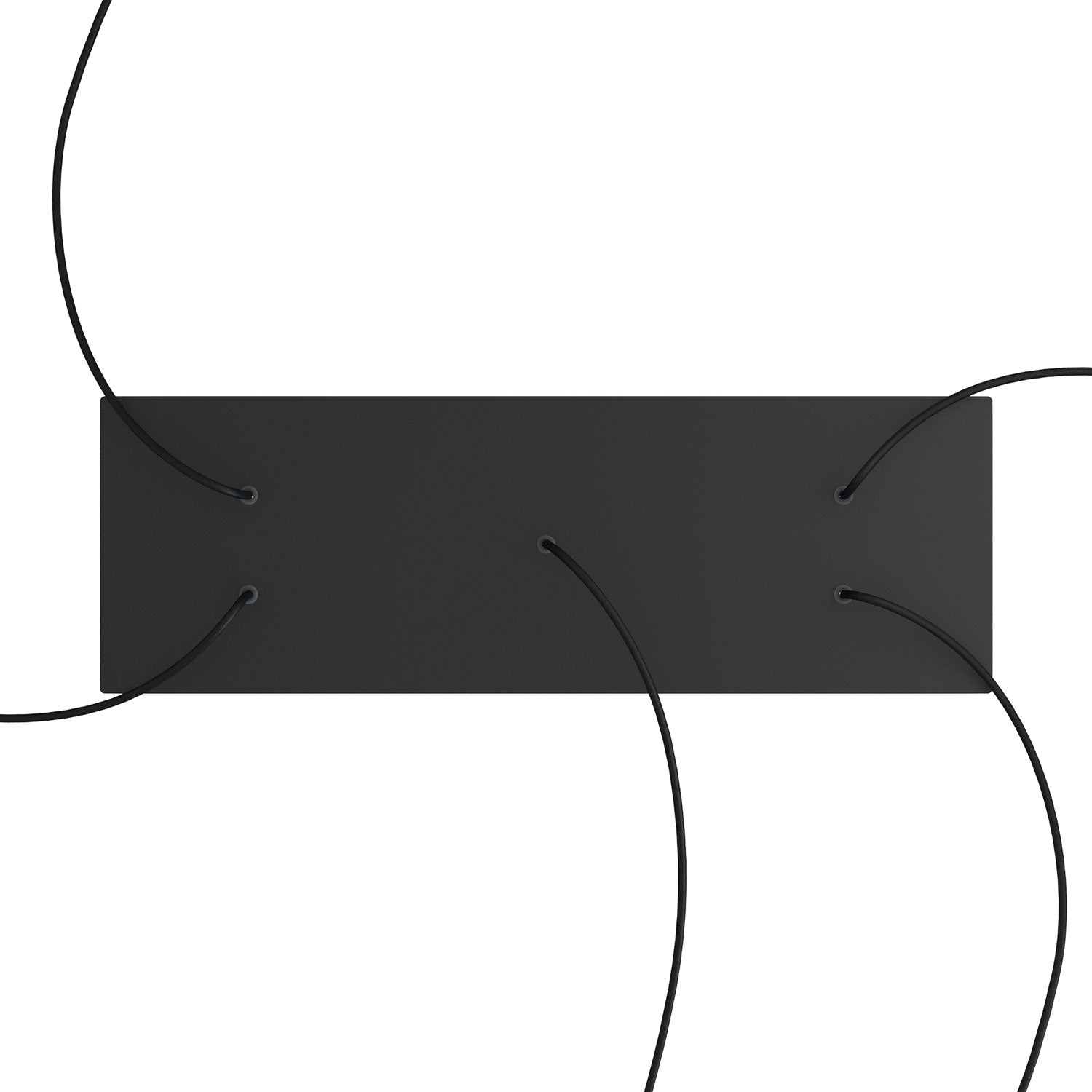Rosone XXL Rose-One rettangolare a 5 fori e 6 fori laterali, dimensioni 675 x 225 mm  - Dibond Nero opaco