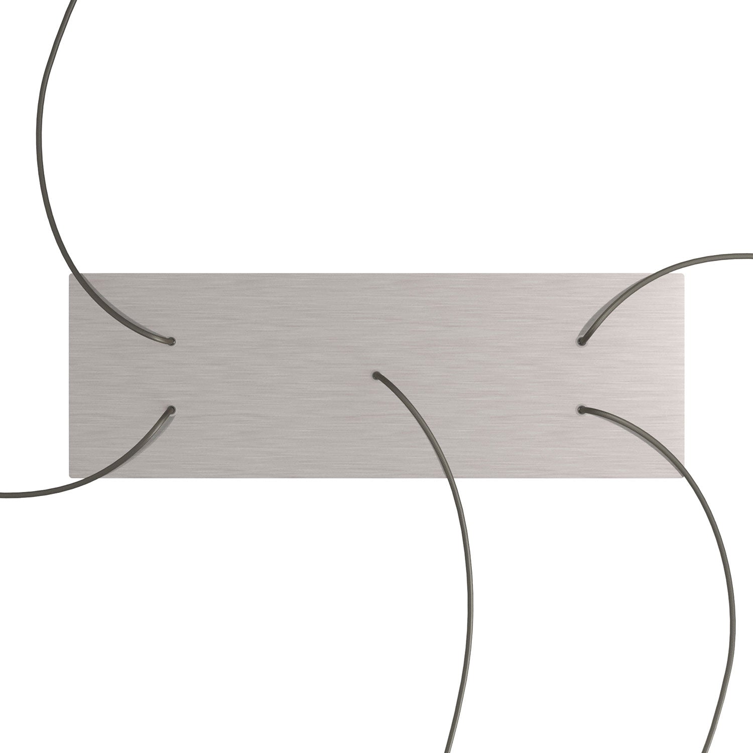 Rosone XXL Rose-One rettangolare a 5 fori e 6 fori laterali, dimensioni 675 x 225 mm  - Dibond Acciaio satinato