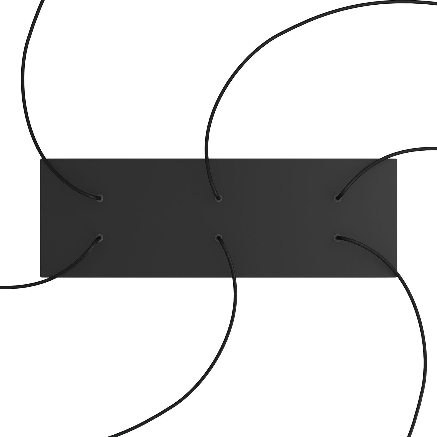 Rosone XXL Rose-One rettangolare a 6 fori e 6 fori laterali, dimensioni 675 x 225 mm  - Dibond Nero opaco