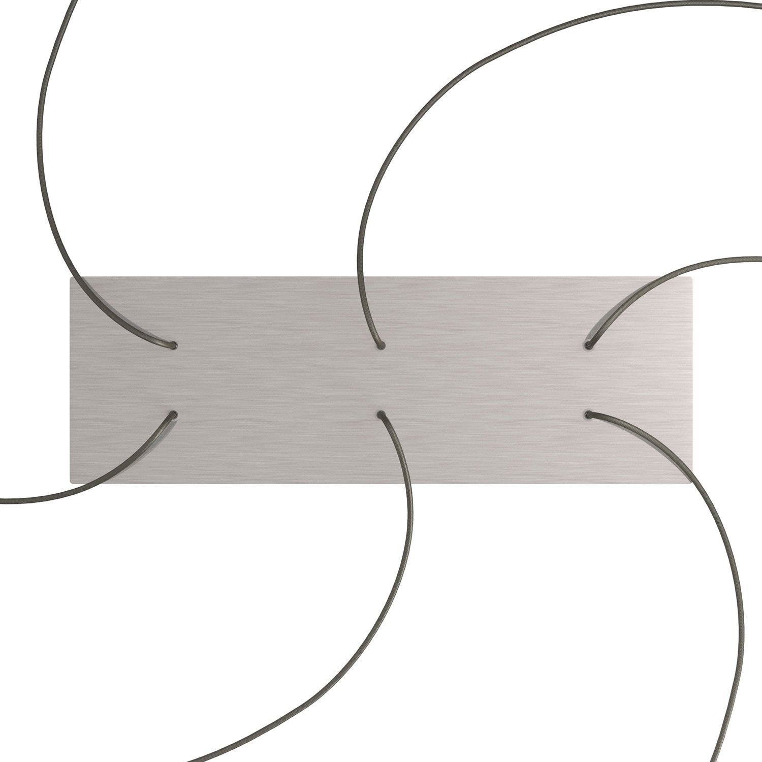 Rosone XXL Rose-One rettangolare a 6 fori e 6 fori laterali, dimensioni 675 x 225 mm  - Dibond Acciaio satinato