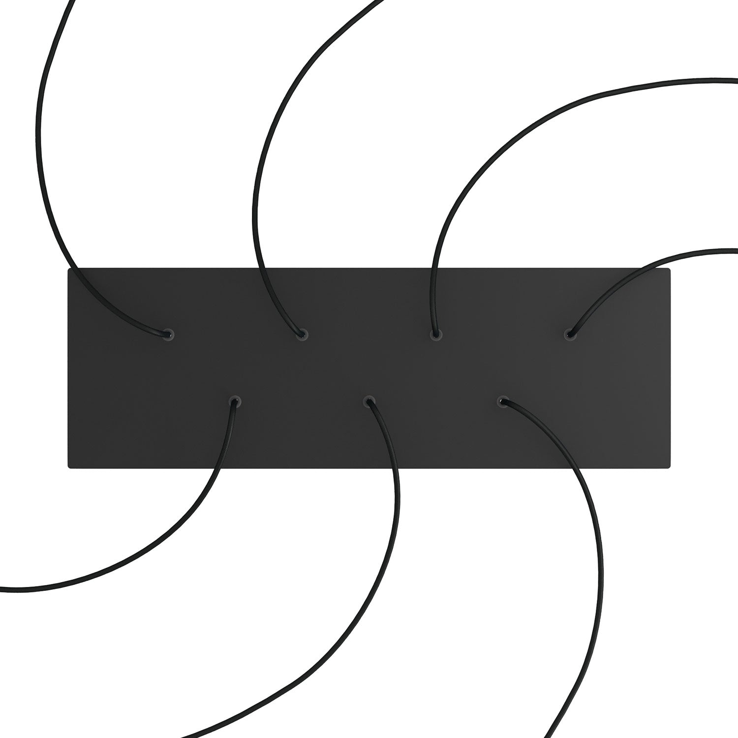 Rosone XXL Rose-One rettangolare a 7 fori e 6 fori laterali, dimensioni 675 x 225 mm  - Dibond Nero opaco