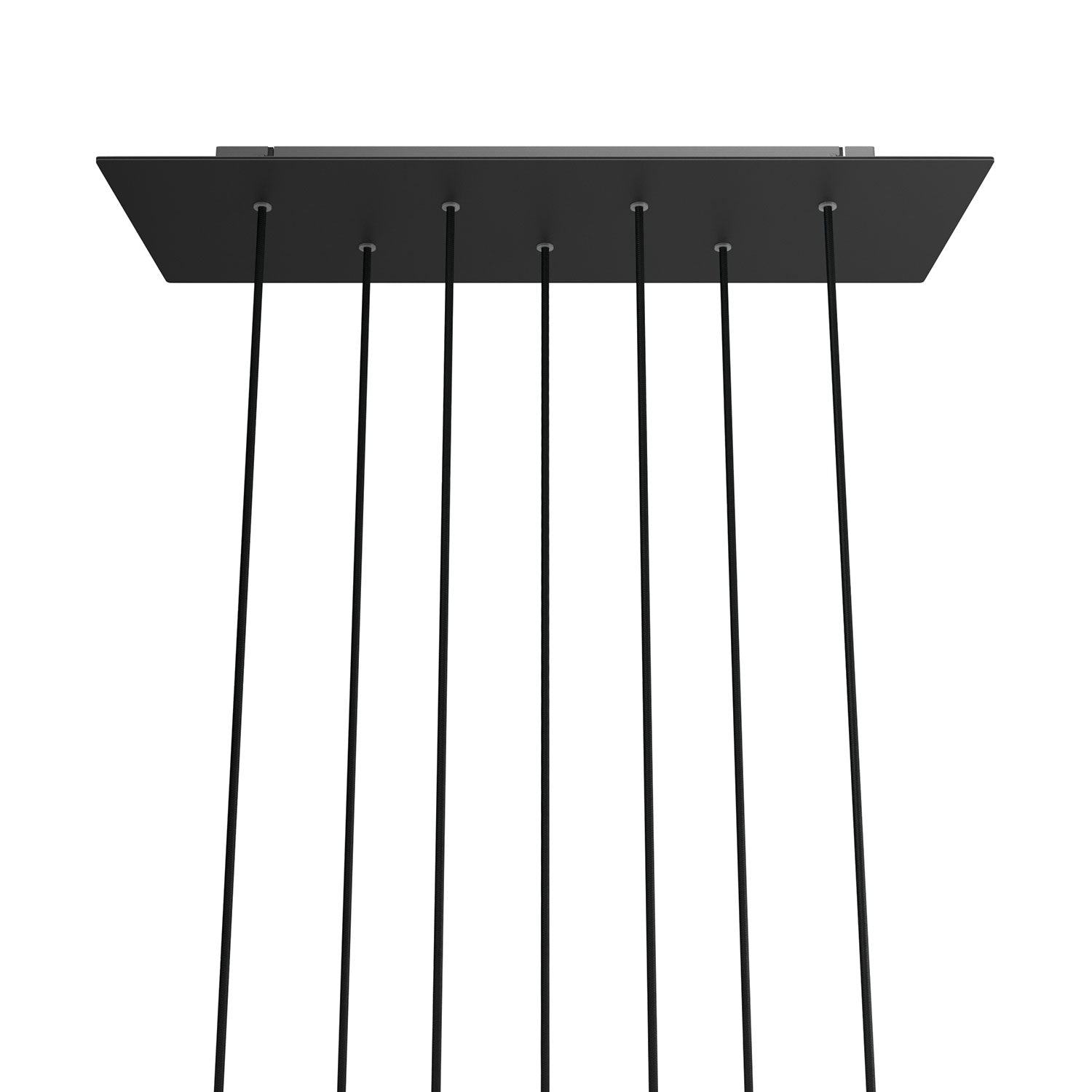 Rosone XXL Rose-One rettangolare a 7 fori e 6 fori laterali, dimensioni 675 x 225 mm  - Dibond Nero opaco