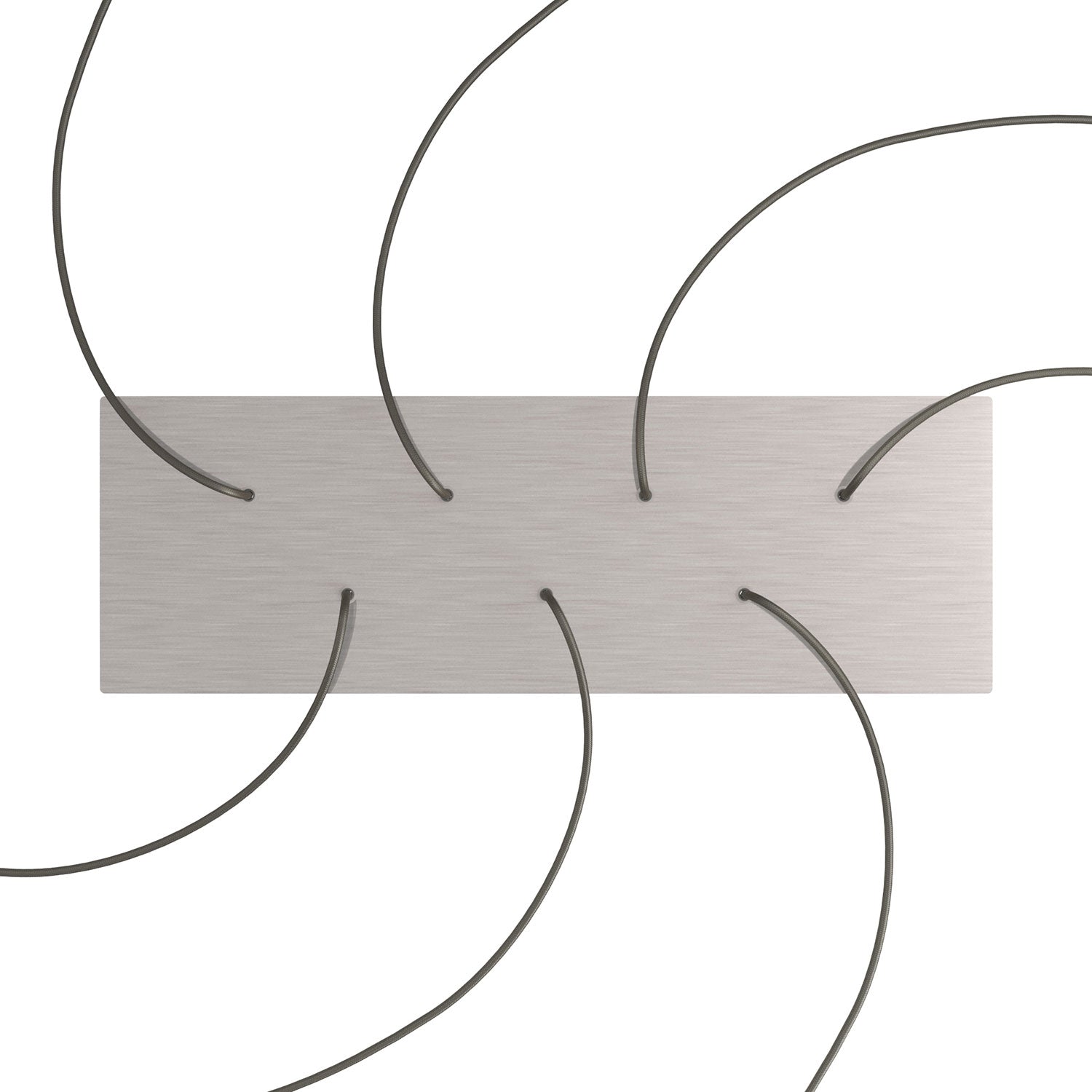 Rosone XXL Rose-One rettangolare a 7 fori e 6 fori laterali, dimensioni 675 x 225 mm  - Dibond Acciaio satinato