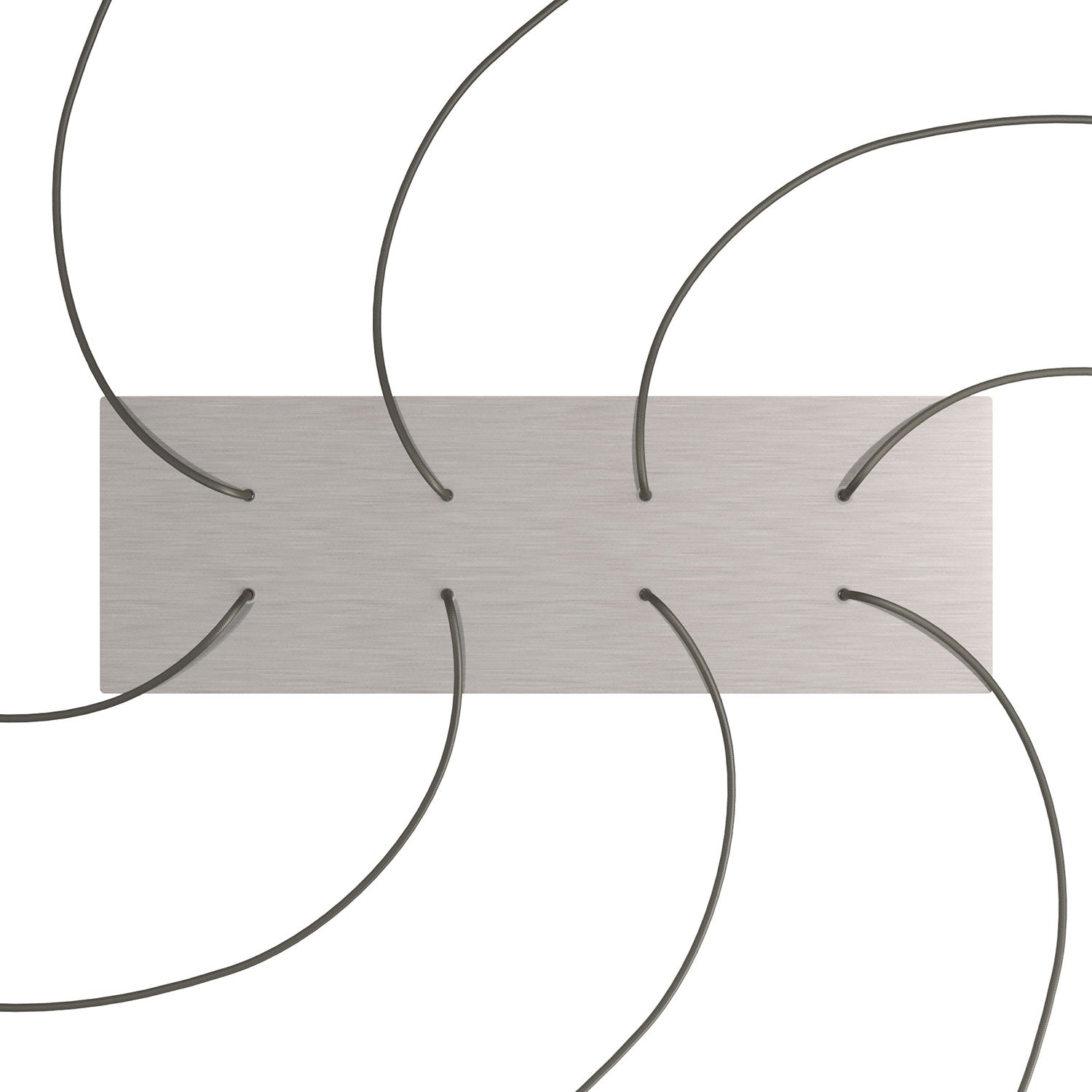 Rosone XXL Rose-One rettangolare a 8 fori e 6 fori laterali, dimensioni 675 x 225 mm  - Dibond Acciaio satinato