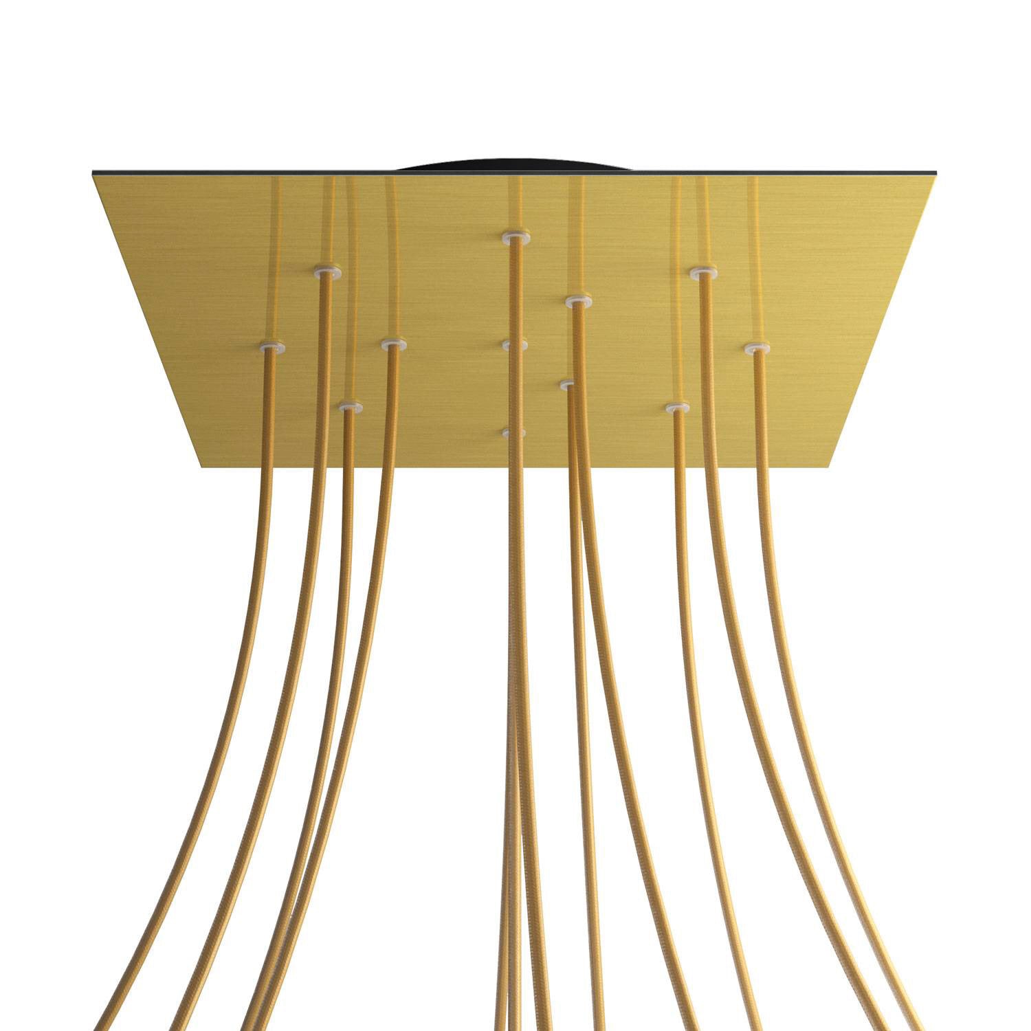 Rosone XXL Rose-One quadrato, 400 mm con 12 fori e 4 fori laterali - Dibond Ottone satinato