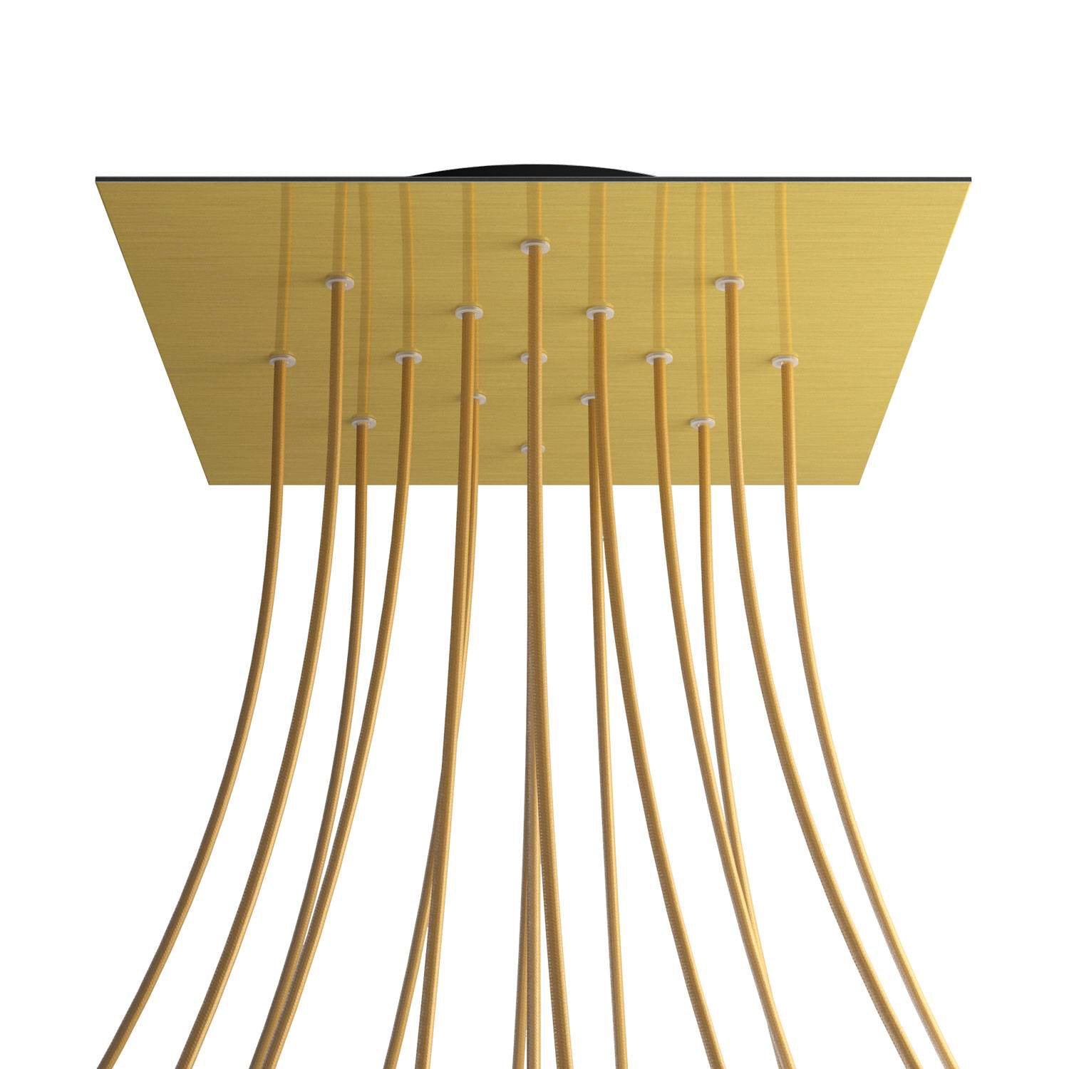 Rosone XXL Rose-One quadrato, 400 mm con 15 fori e 4 fori laterali - Dibond Ottone satinato