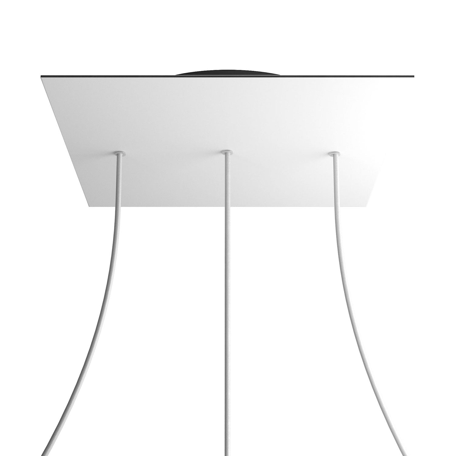 Rosone XXL Rose-One quadrato, 400 mm con 3 fori in linea e 4 fori laterali - Bianco opaco