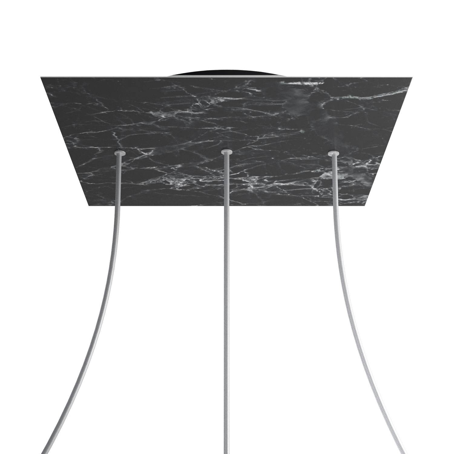 Rosone XXL Rose-One quadrato, 400 mm con 3 fori in linea e 4 fori laterali - Marmo Marquina