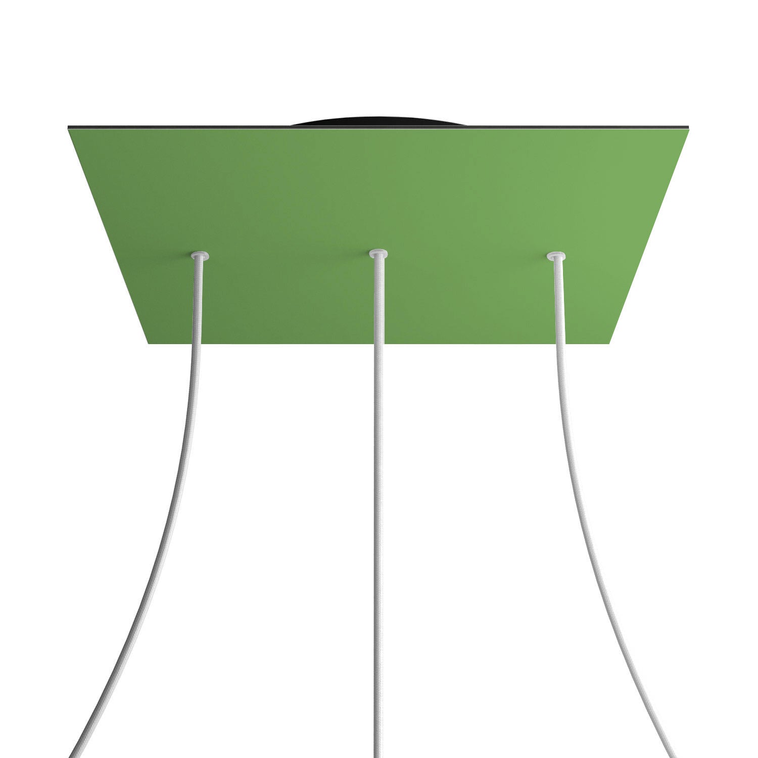 Rosone XXL Rose-One quadrato, 400 mm con 3 fori in linea e 4 fori laterali - Verde prato