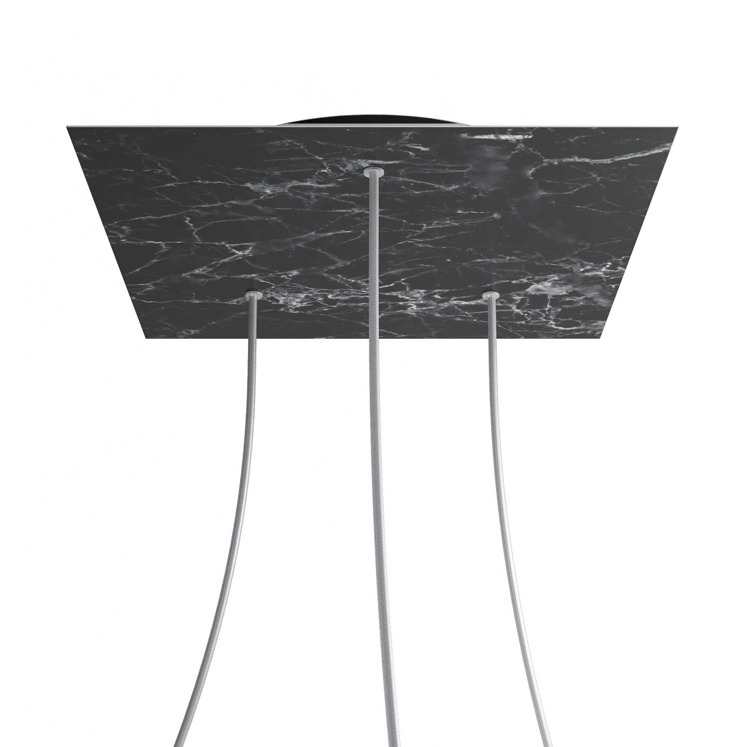 Rosone XXL Rose-One quadrato, 400 mm con 3 fori e 4 fori laterali - Marmo Marquina
