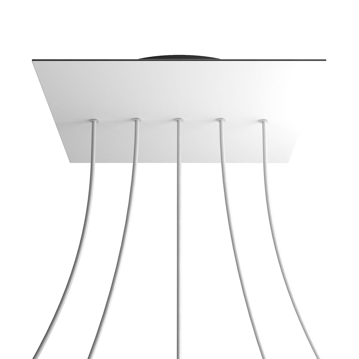Rosone XXL Rose-One quadrato, 400 mm con 5 fori in linea e 4 fori laterali - Bianco opaco