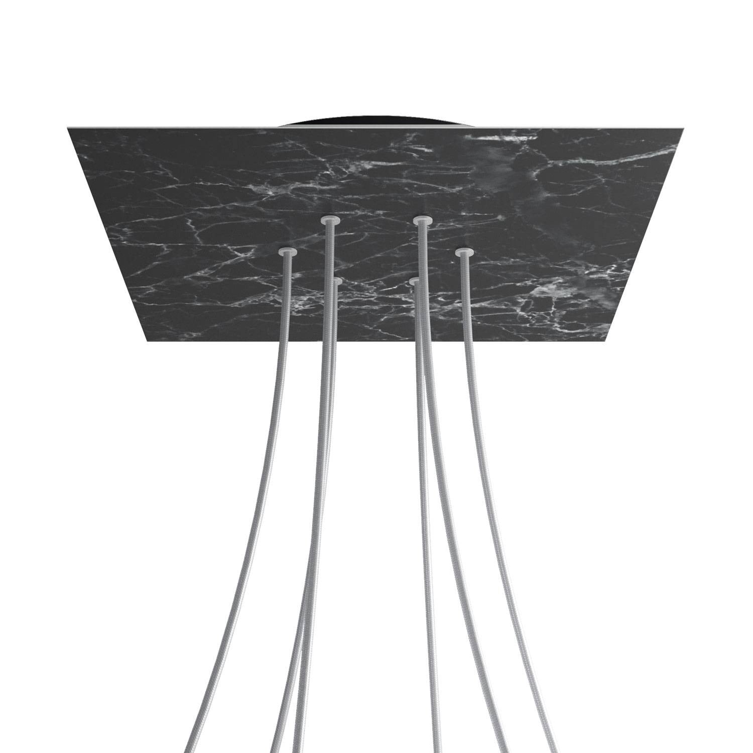 Rosone XXL Rose-One quadrato, 400 mm con 6 fori e 4 fori laterali - Marmo Marquina