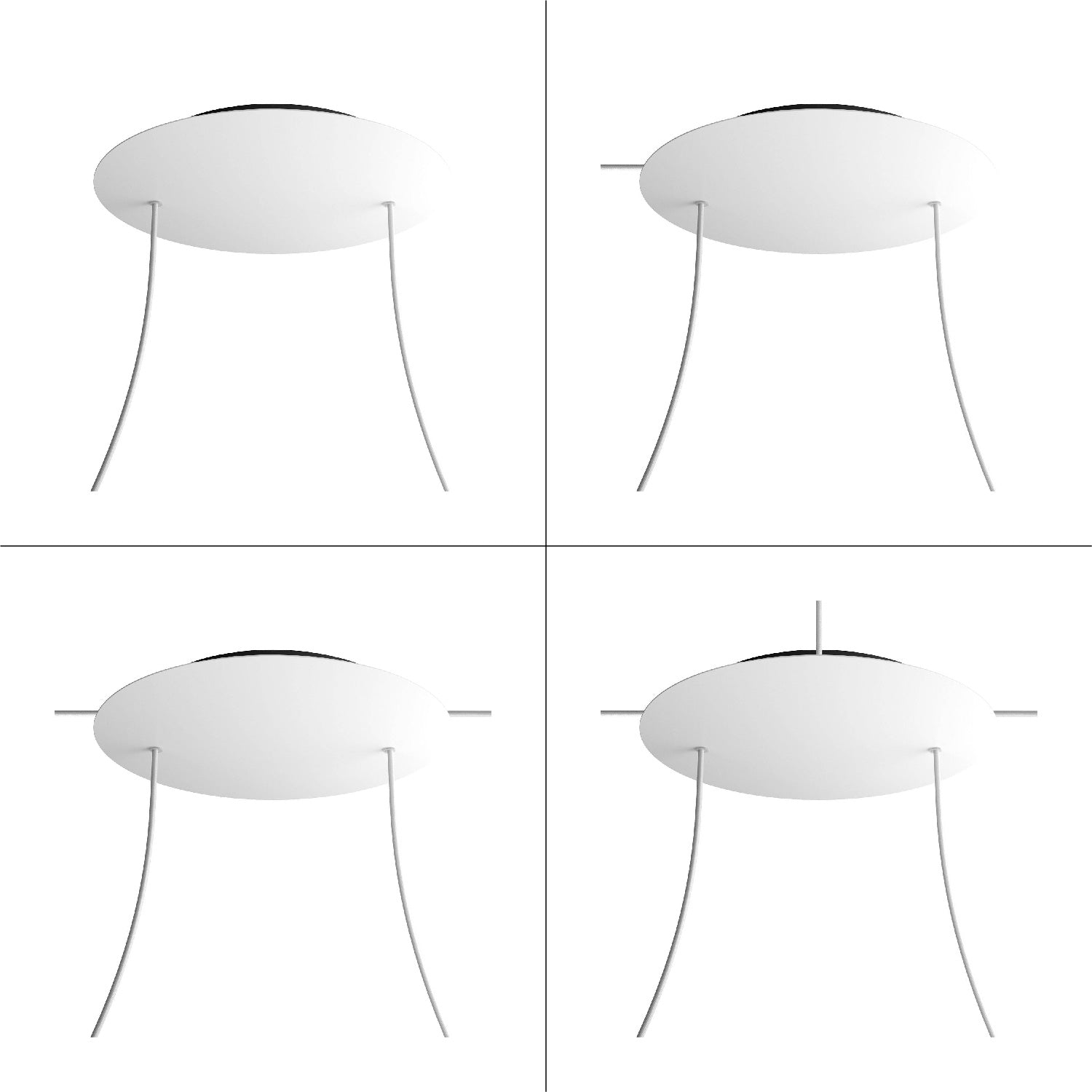 Rosone XXL Rose-One rotondo, diametro 400 mm con 2 fori e 4 fori laterali - Bianco opaco