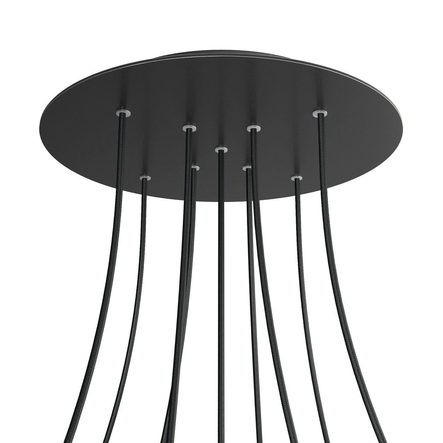Rosone XXL Rose-One rotondo, diametro 400 mm con 9 fori a X e 4 fori laterali - Nero opaco