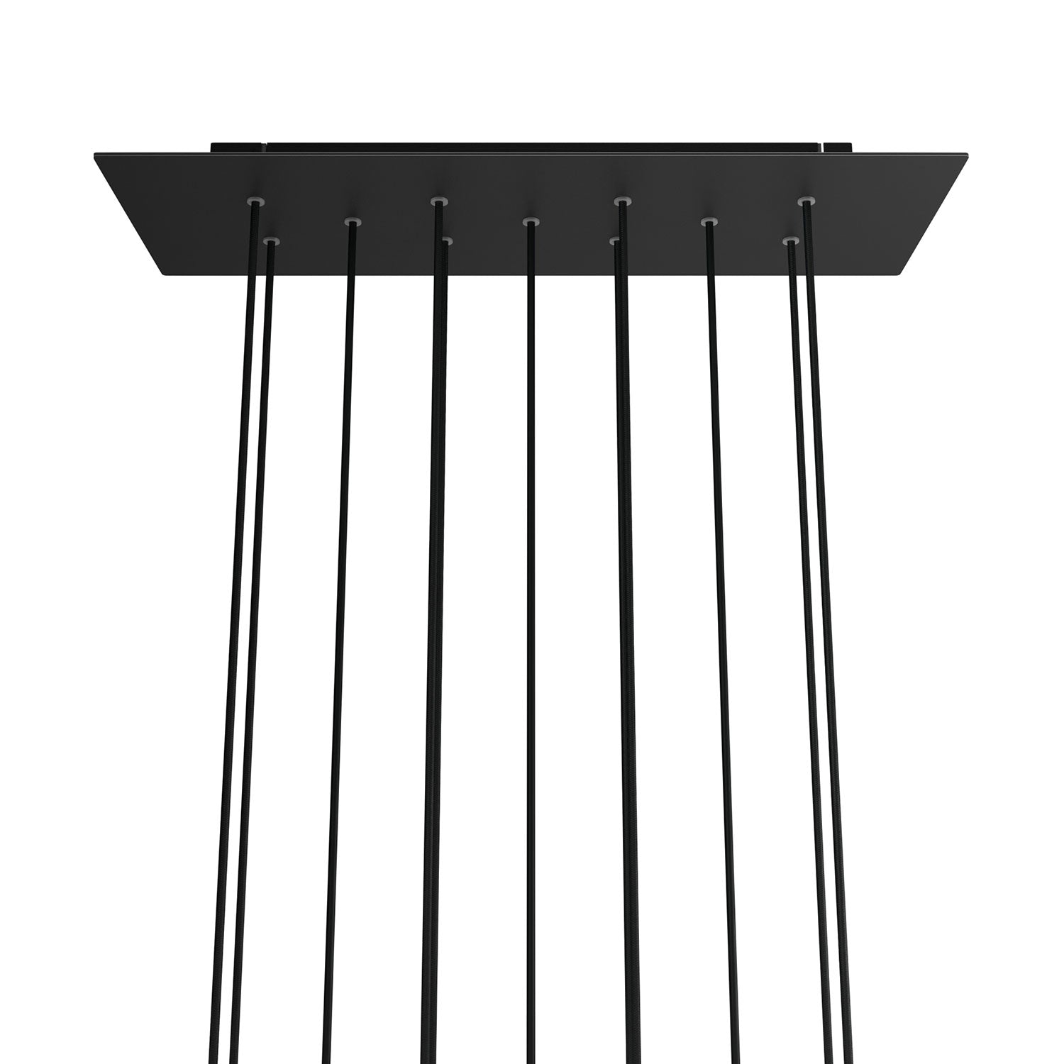 Rosone XXL Rose-One rettangolare a 11 fori e 6 fori laterali, dimensioni 675 x 225 mm  - Dibond Nero opaco