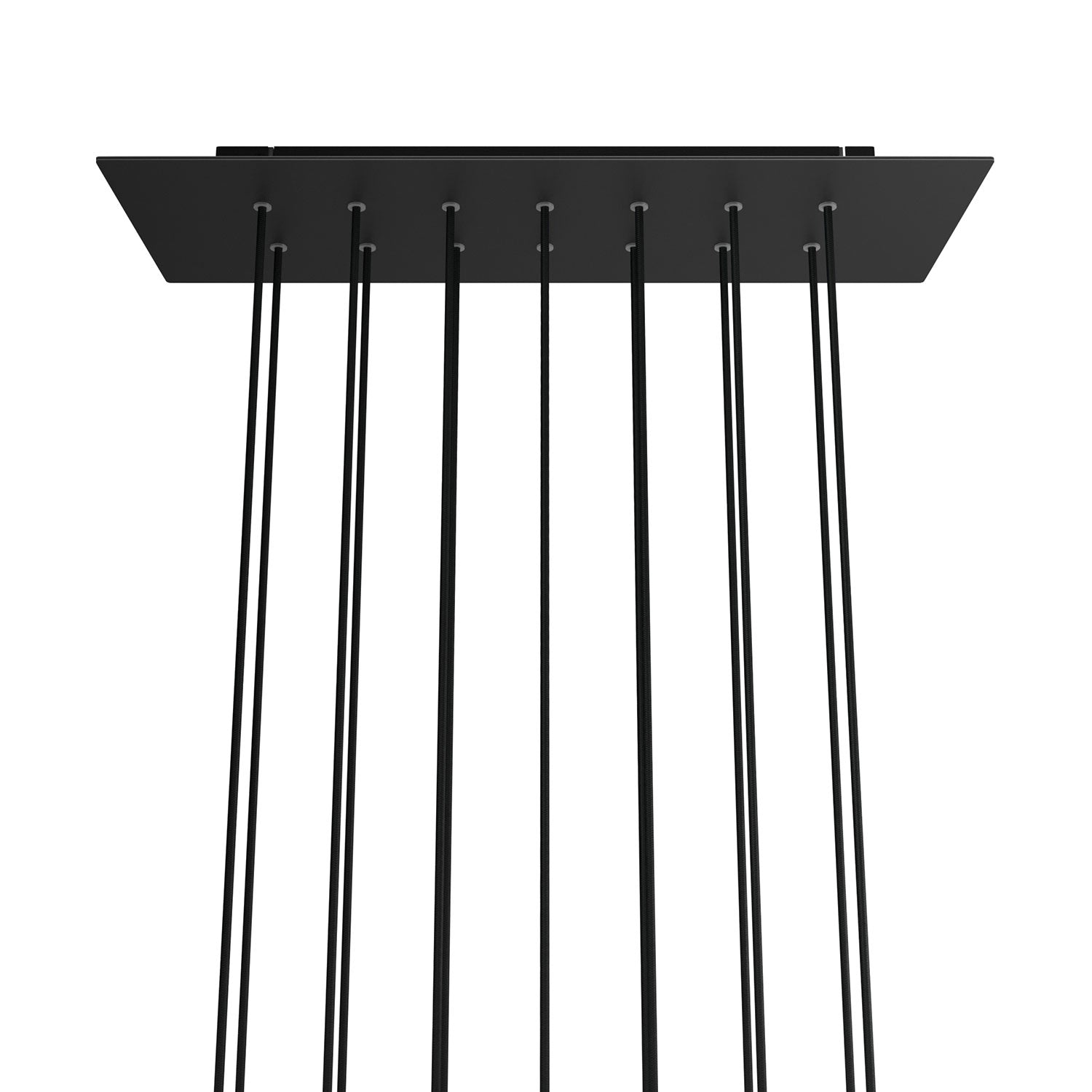 Rosone XXL Rose-One rettangolare a 14 fori e 6 fori laterali, dimensioni 675 x 225 mm  - Dibond Nero opaco