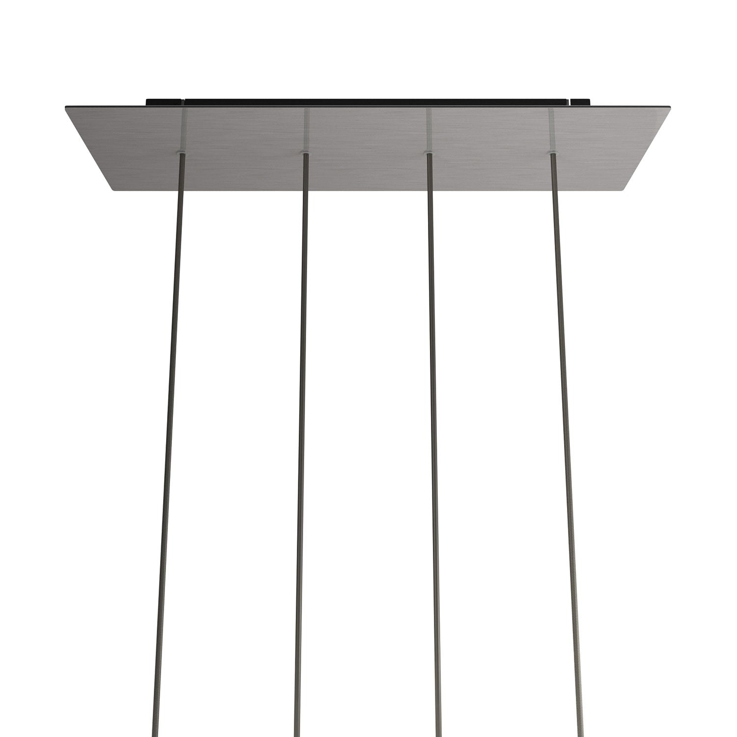 Rosone XXL Rose-One rettangolare a 4 fori in linea e 6 fori laterali, dimensioni 675 x 225 mm  - Dibond Acciaio satinato