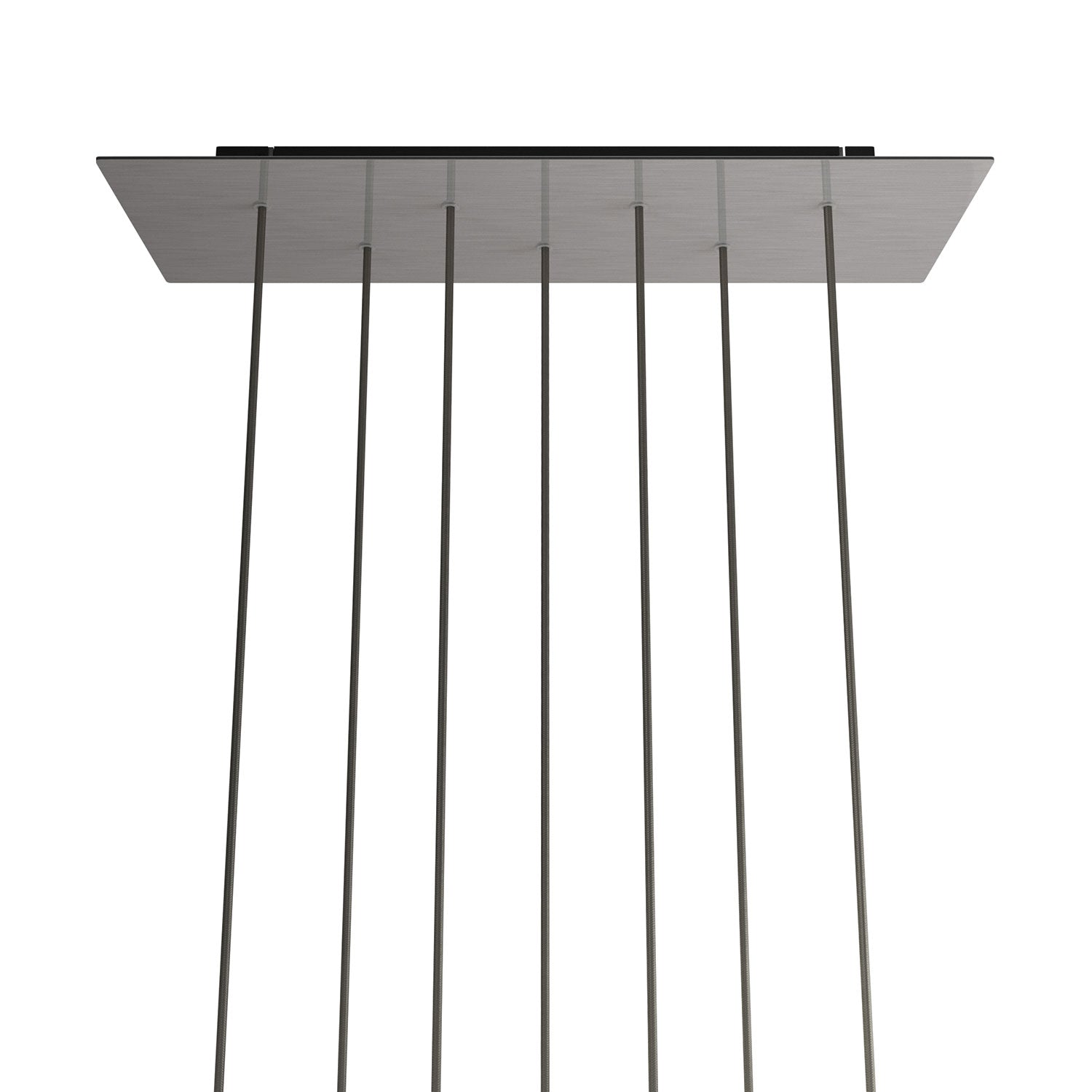 Rosone XXL Rose-One rettangolare a 7 fori e 6 fori laterali, dimensioni 675 x 225 mm  - Dibond Acciaio satinato