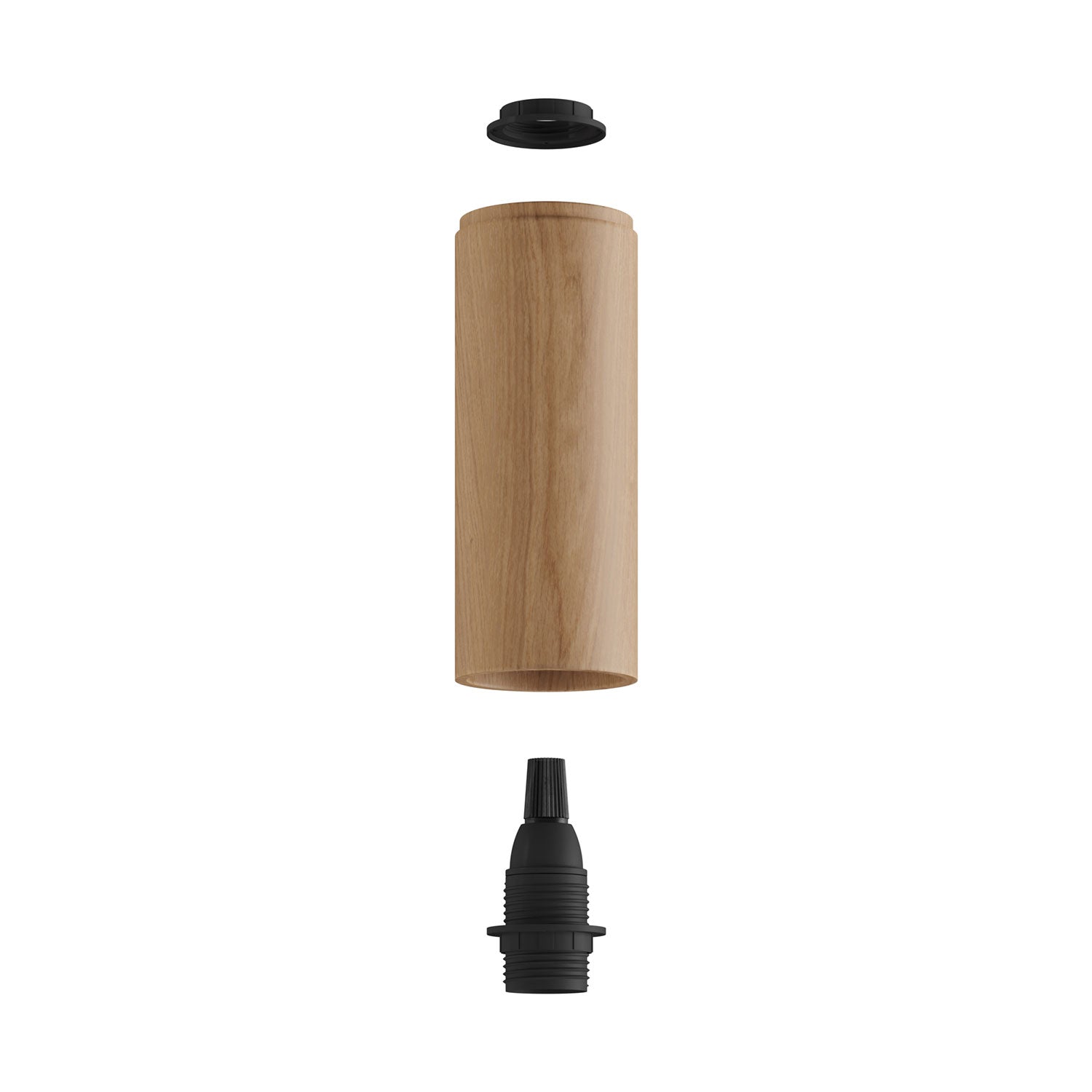 Tub-E14, tubo in legno per faretto con portalampada doppia ghiera E14 - Neutro