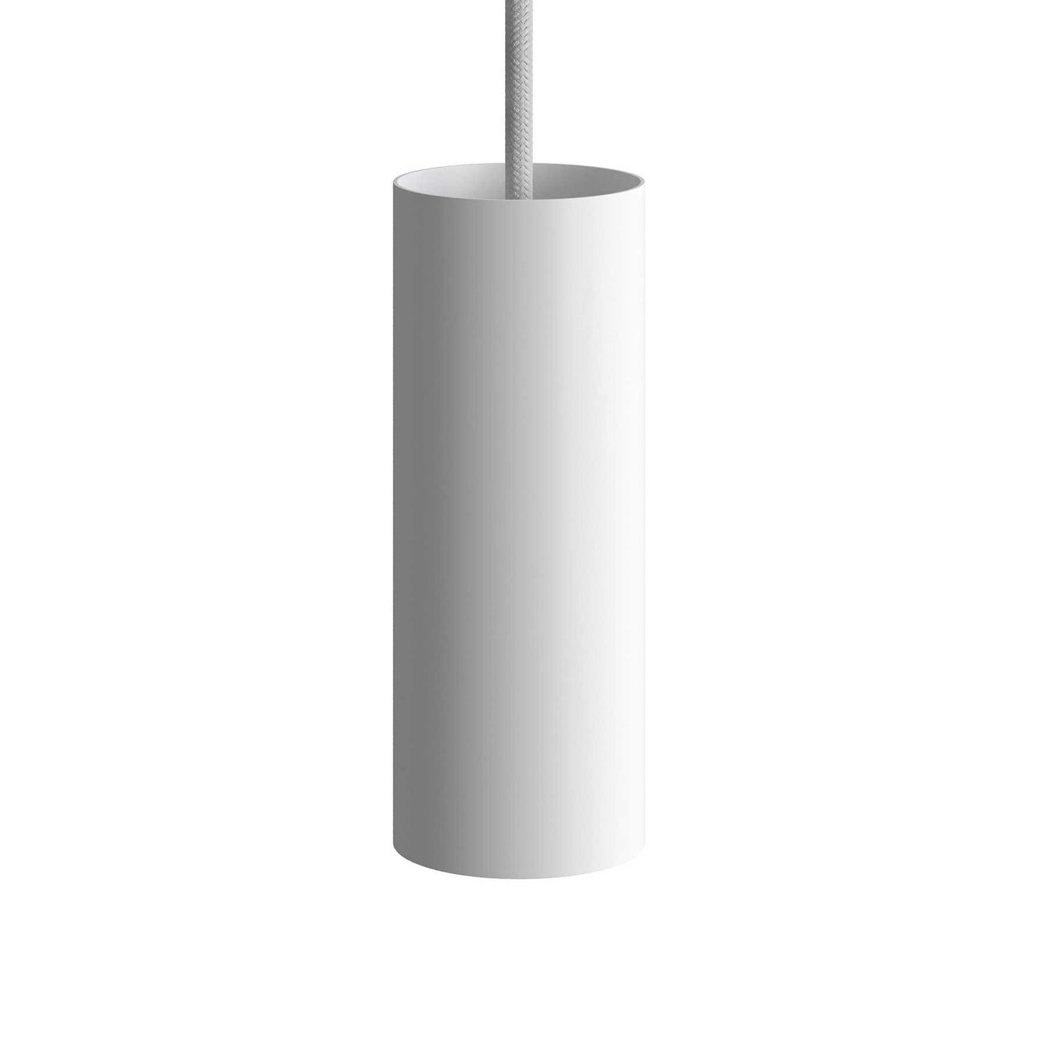 Tub-E14, tubo in metallo per faretto con portalampada doppia ghiera E14 - Bianco opaco