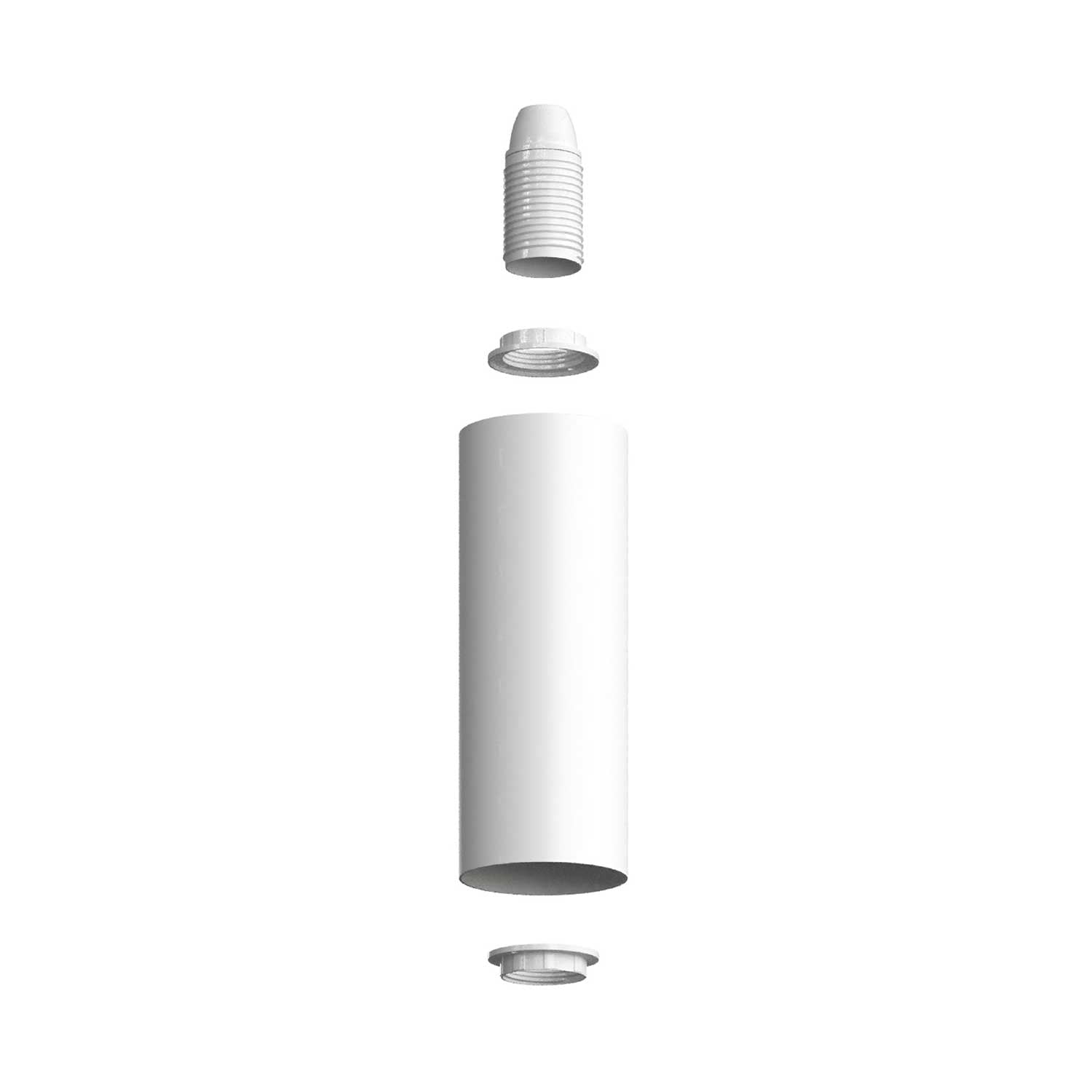 Tub-E14, tubo in metallo per faretto con portalampada doppia ghiera E14 - Bianco opaco