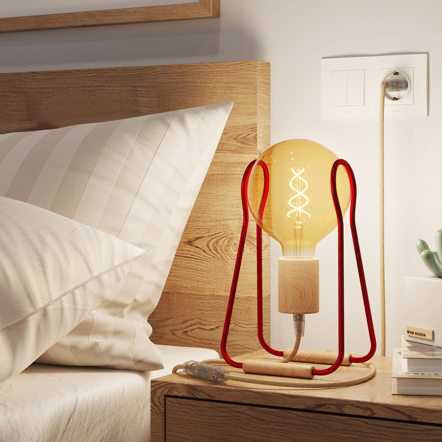 Lampada da tavolo Taché Wood - Rosso