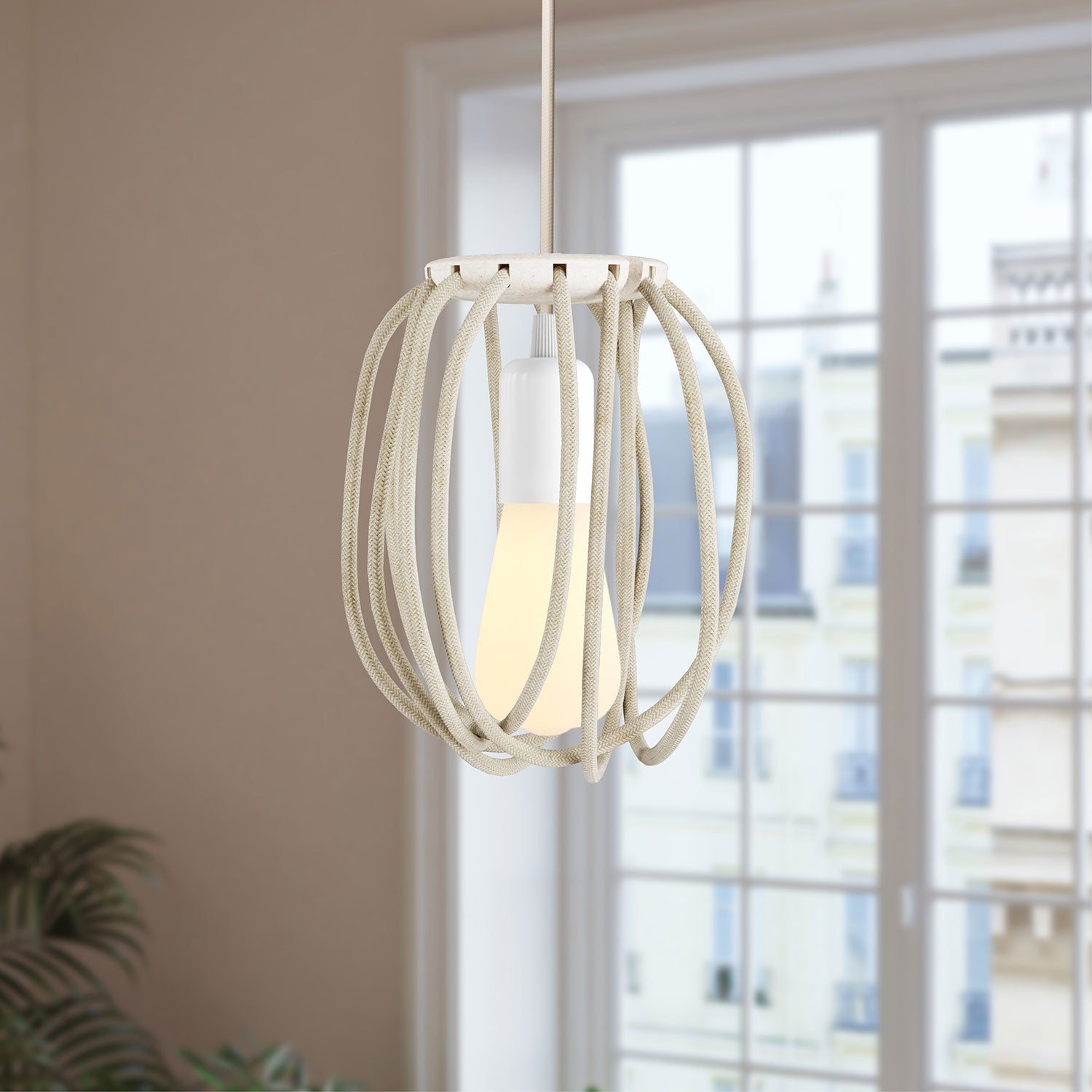 Paralume Cablò multicolor 50 cm e cavi in lino bianco