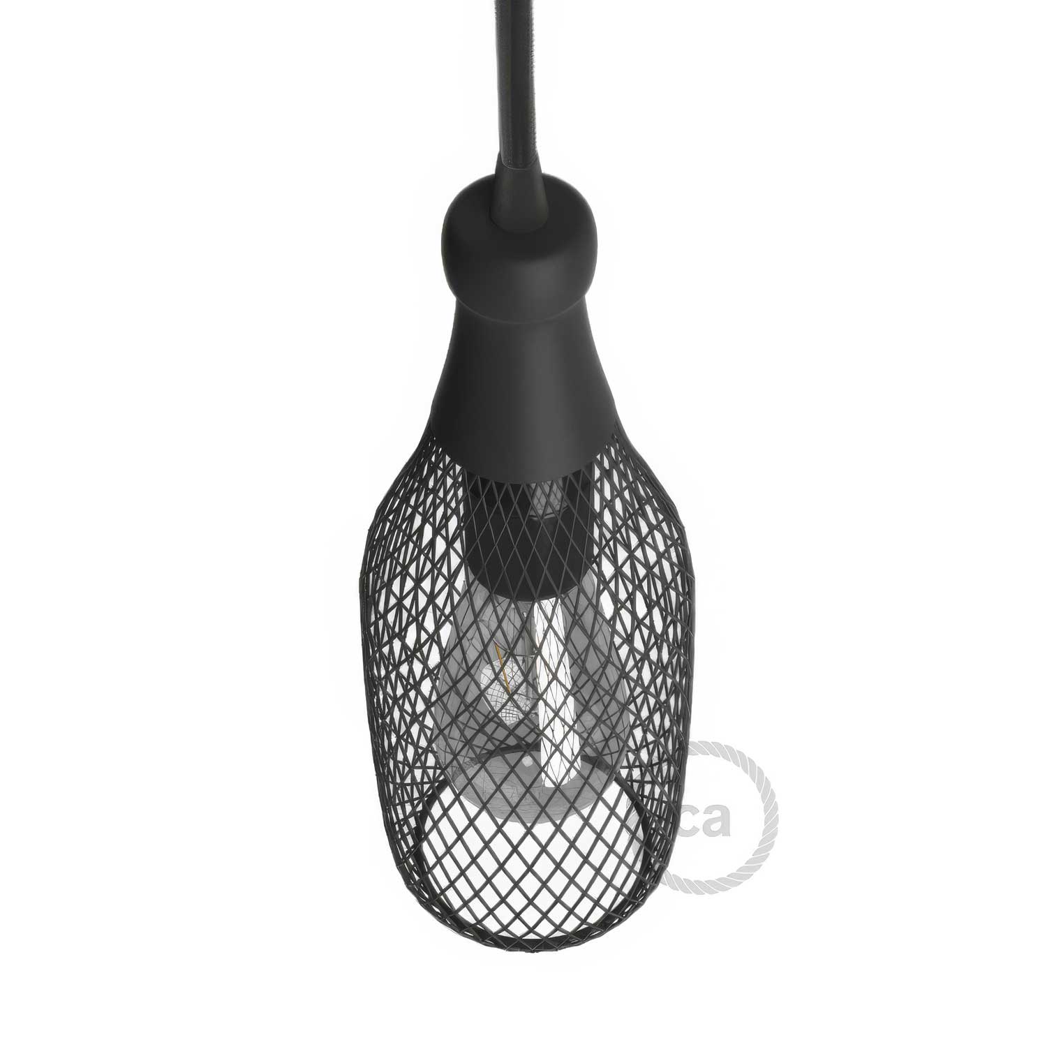 Gabbia paralume nudo bottiglia Magnum in metallo - Nero