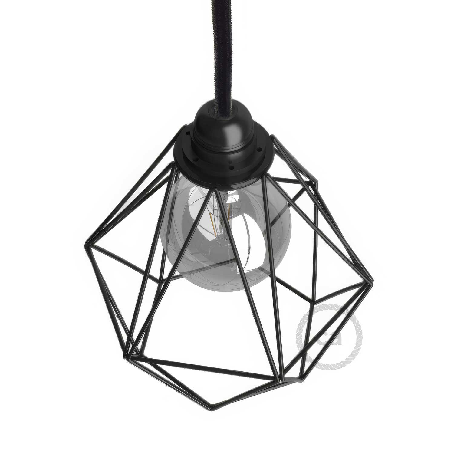 Gabbia paralume Diamond in metallo con attacco E27 - Nero