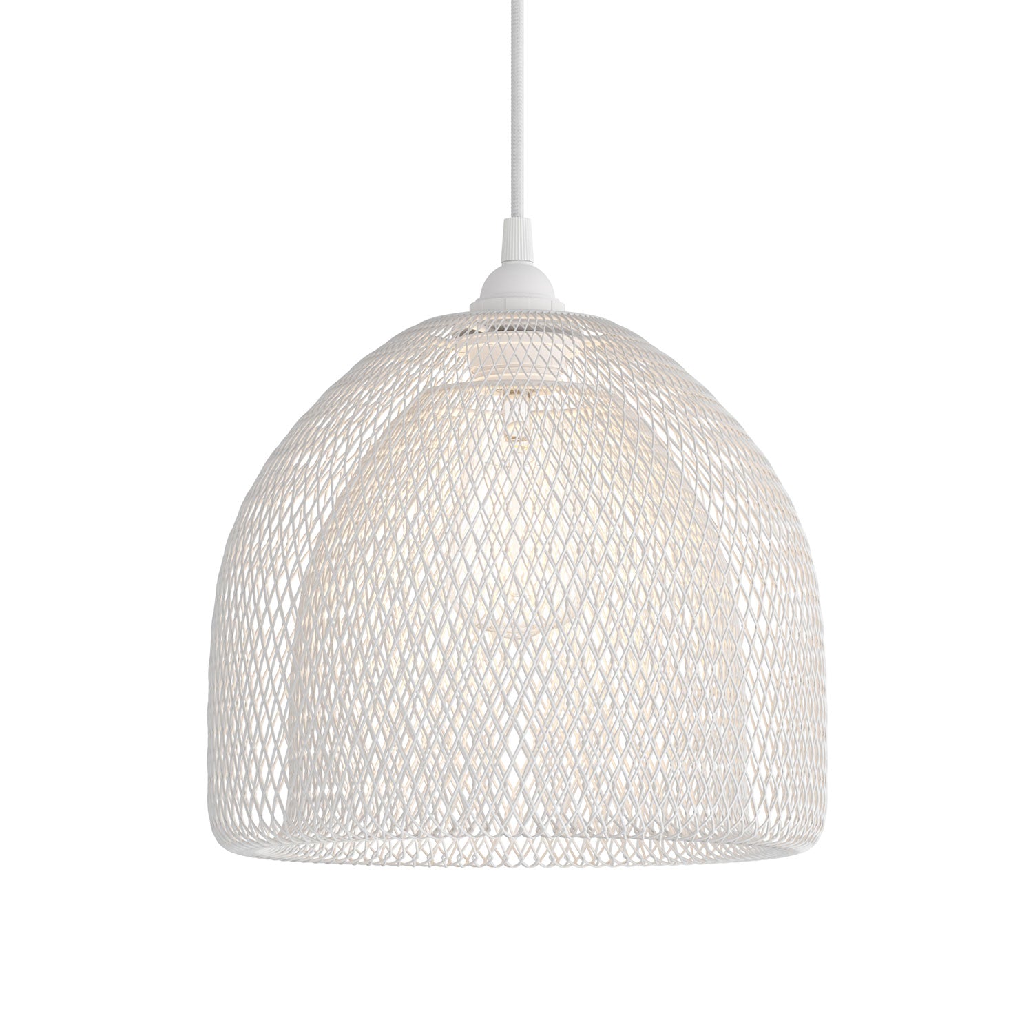 Gabbia paralume GhostBell XL in metallo con attacco E27 - Bianco