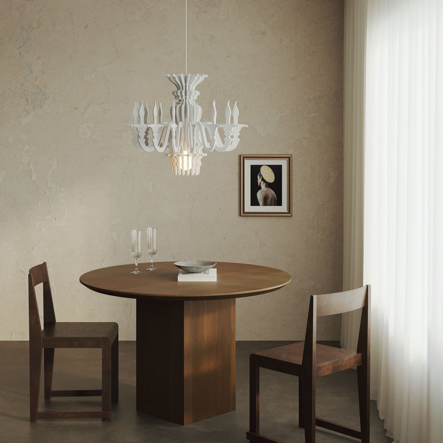 Paralume classico SHHANDELIER in materiale fonoassorbente  - Bianco melange