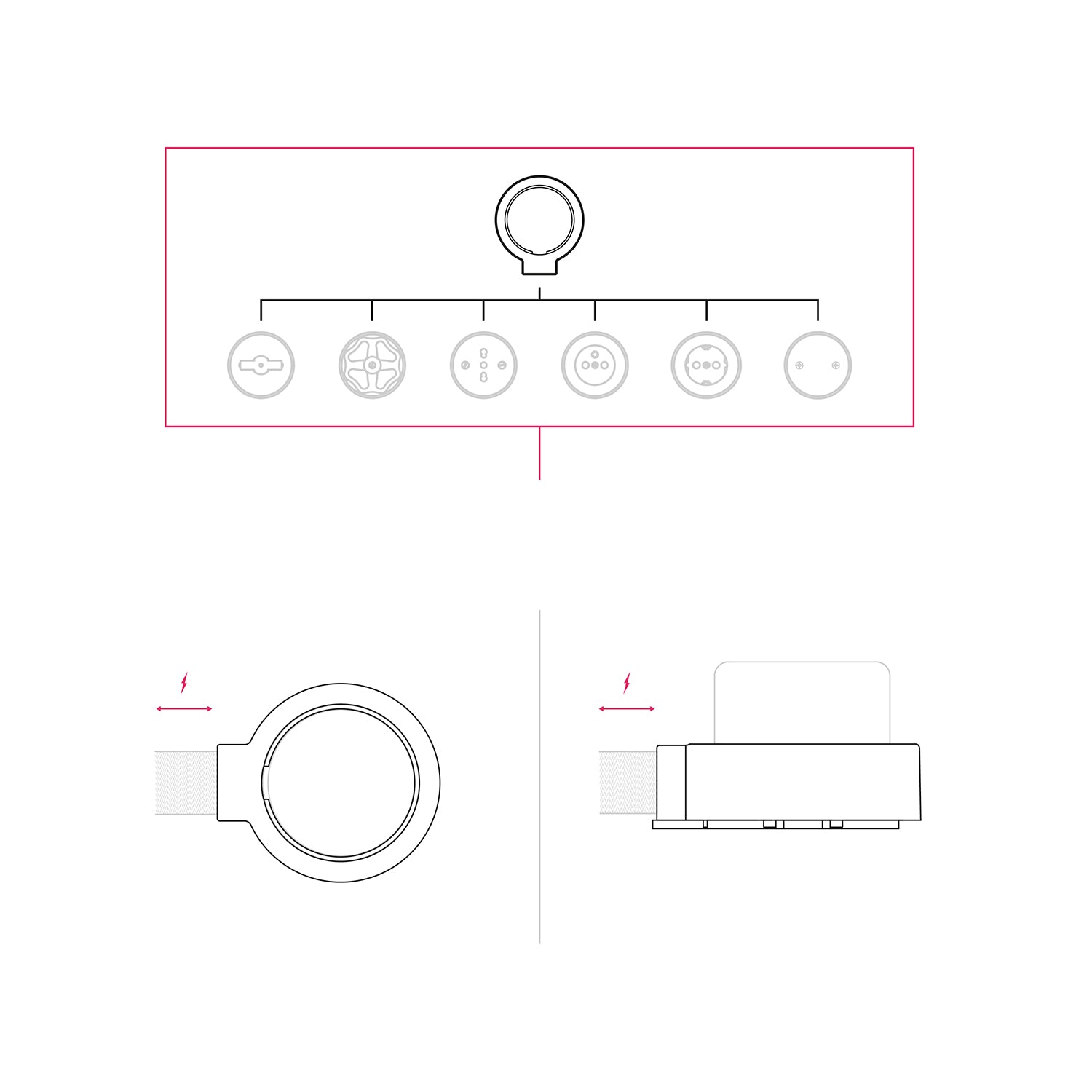 Base in porcellana bianca per presa elettrica e interruttore/deviatore compatibile con Creative-Tubes - da 1 a 4 uscite