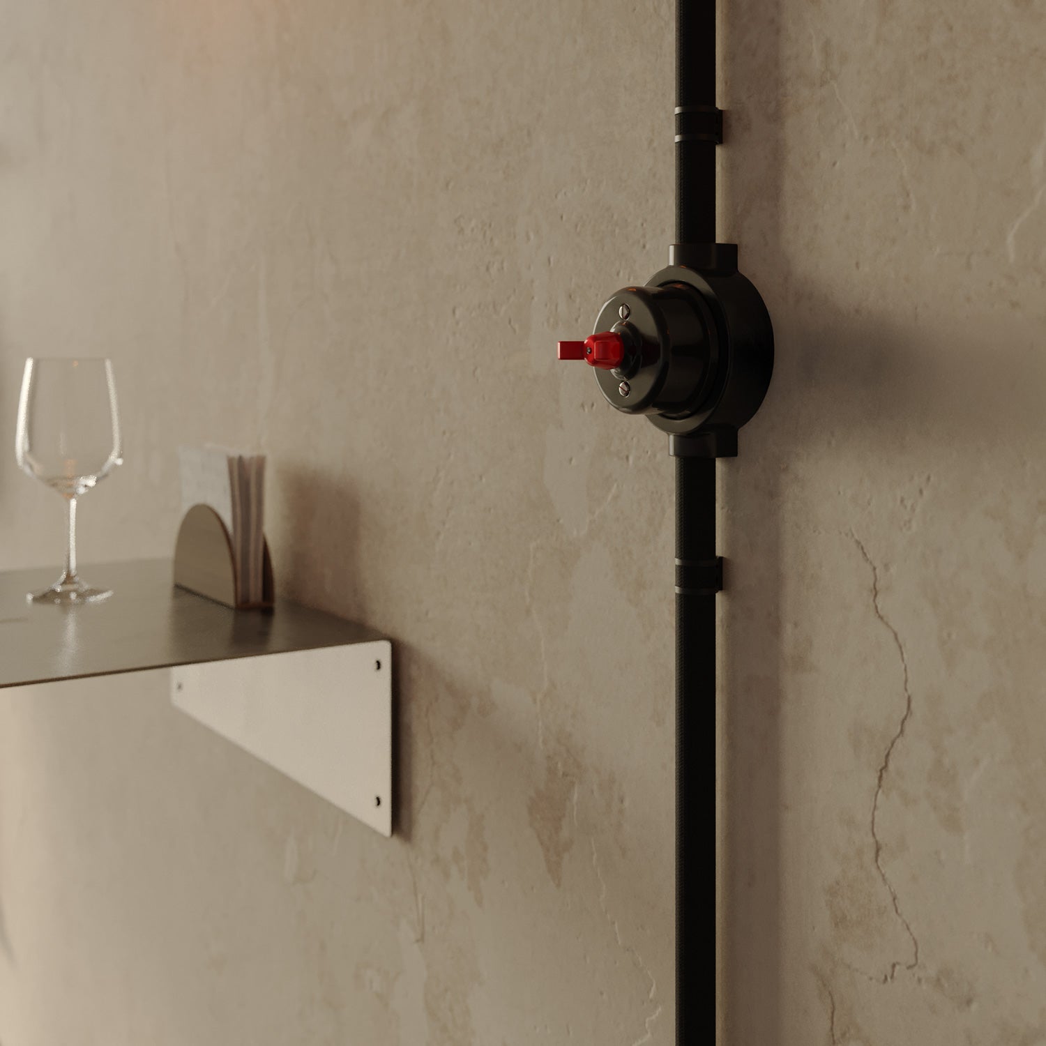 Base in porcellana nera per presa elettrica e interruttore/deviatore compatibile con Creative-Tubes - da 1 a 4 uscite