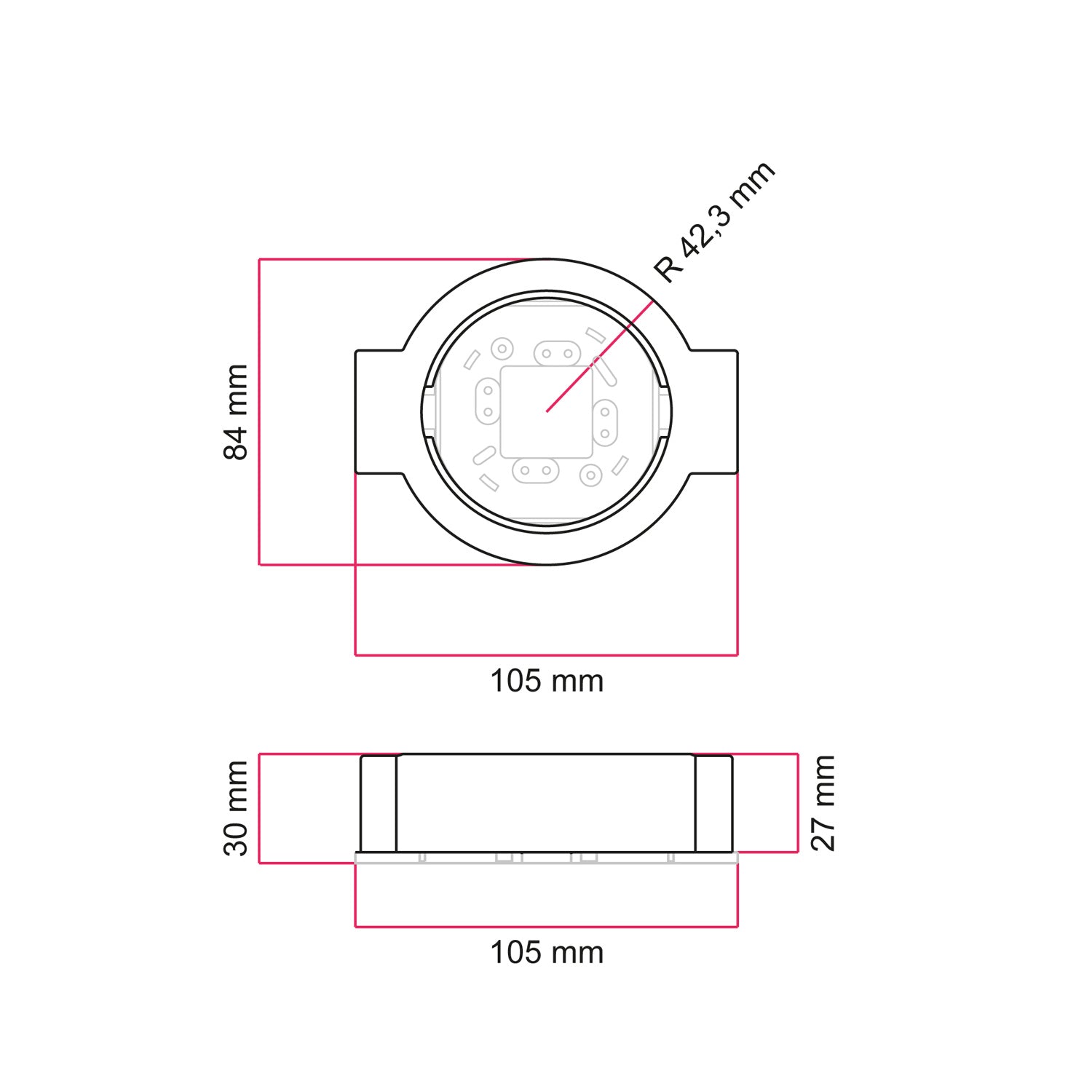 Base in porcellana nera per presa elettrica e interruttore/deviatore compatibile con Creative-Tubes - da 1 a 4 uscite