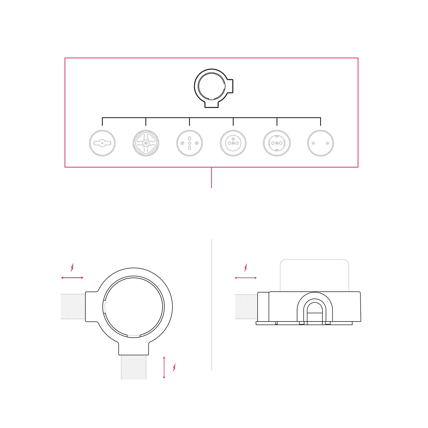 Base in porcellana bianca per presa elettrica e interruttore/deviatore compatibile con Creative-Tubes - da 1 a 4 uscite