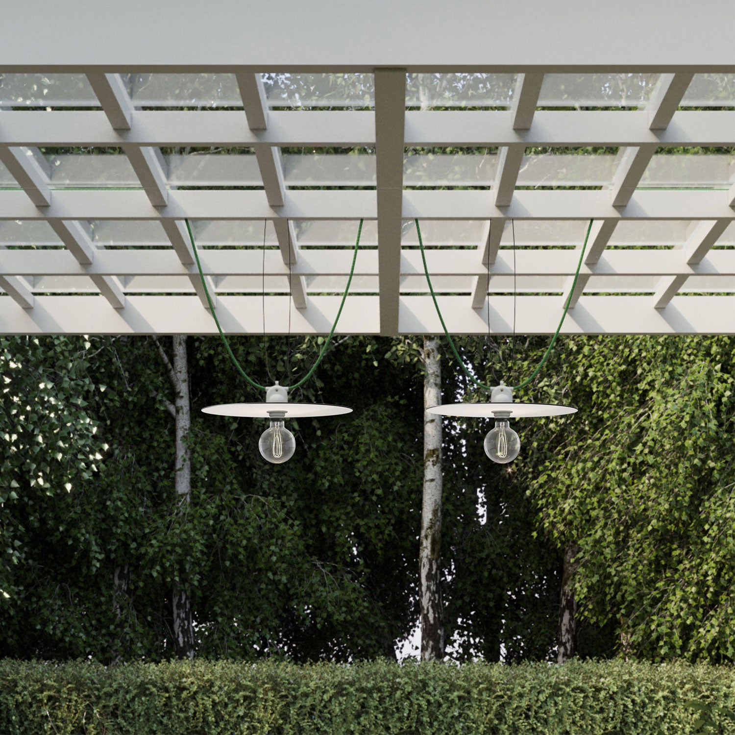 Catenaria Modulair da esterno IP65 con 2 paralumi e rosone - Bianco