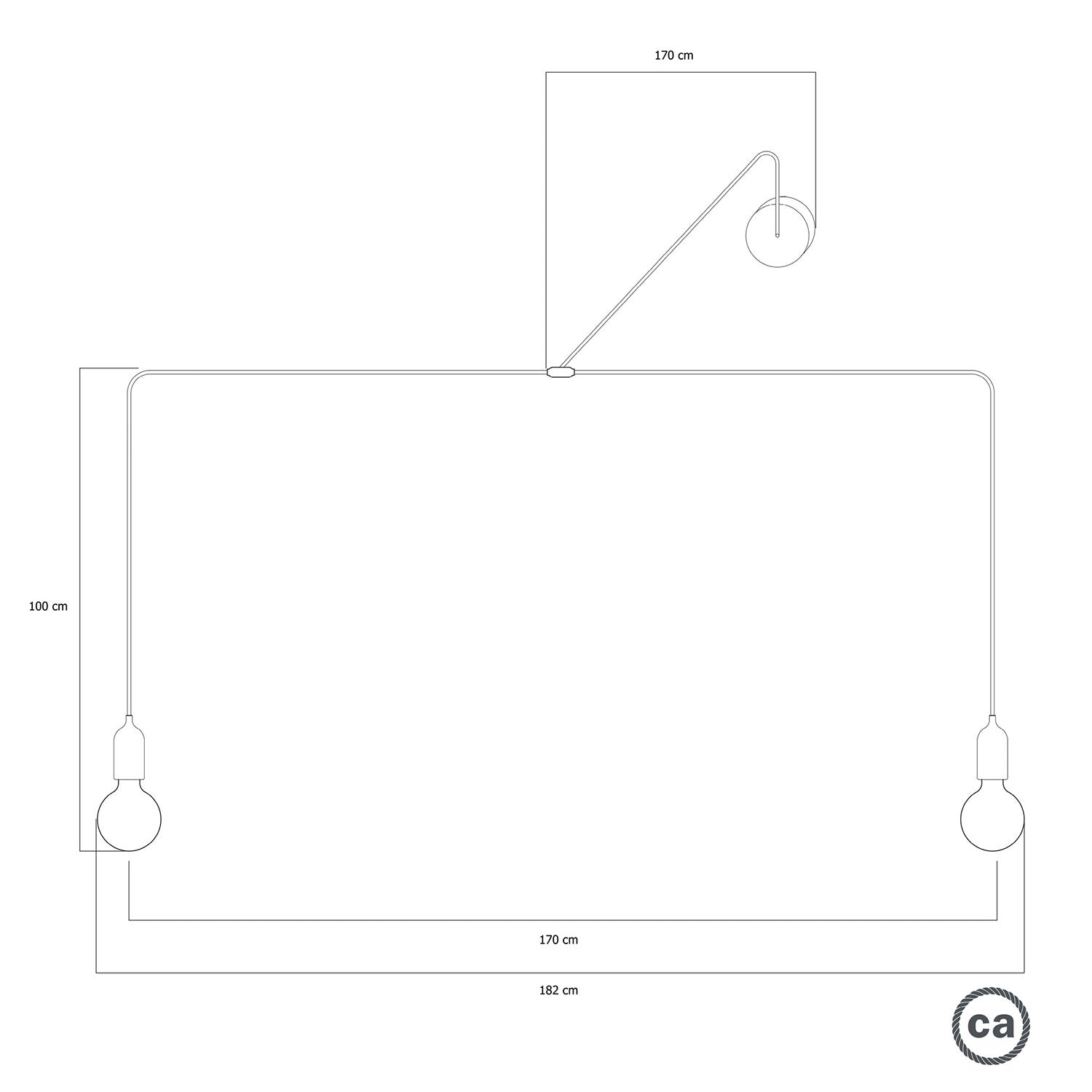 T-Snake Modulair Lampada da esterno IP65 a 2 luci con rosone - Blu carta da zucchero
