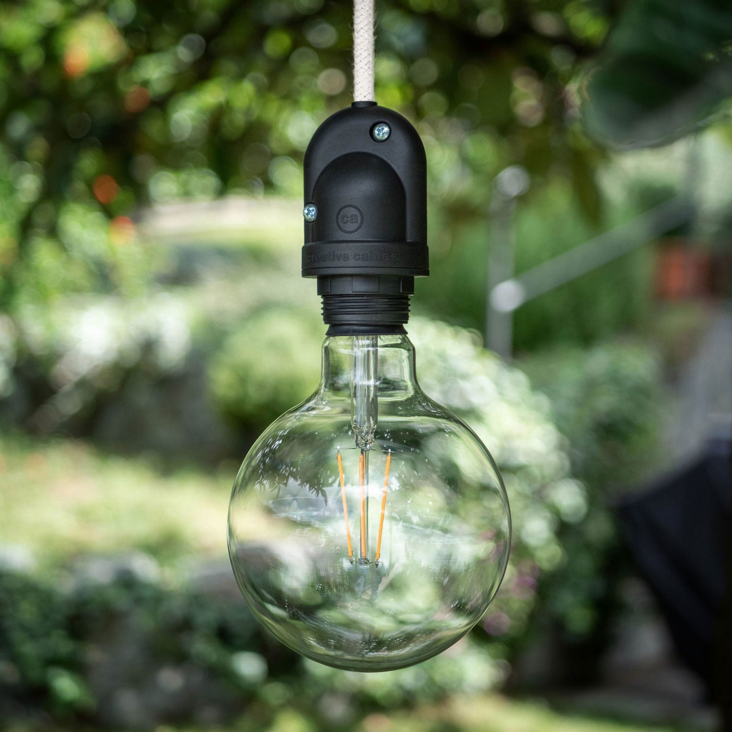 Modulair Lampada per paralume da esterni con 1,5 m cavo tessile, rosone e portalampada IP65 waterproof - Bianco