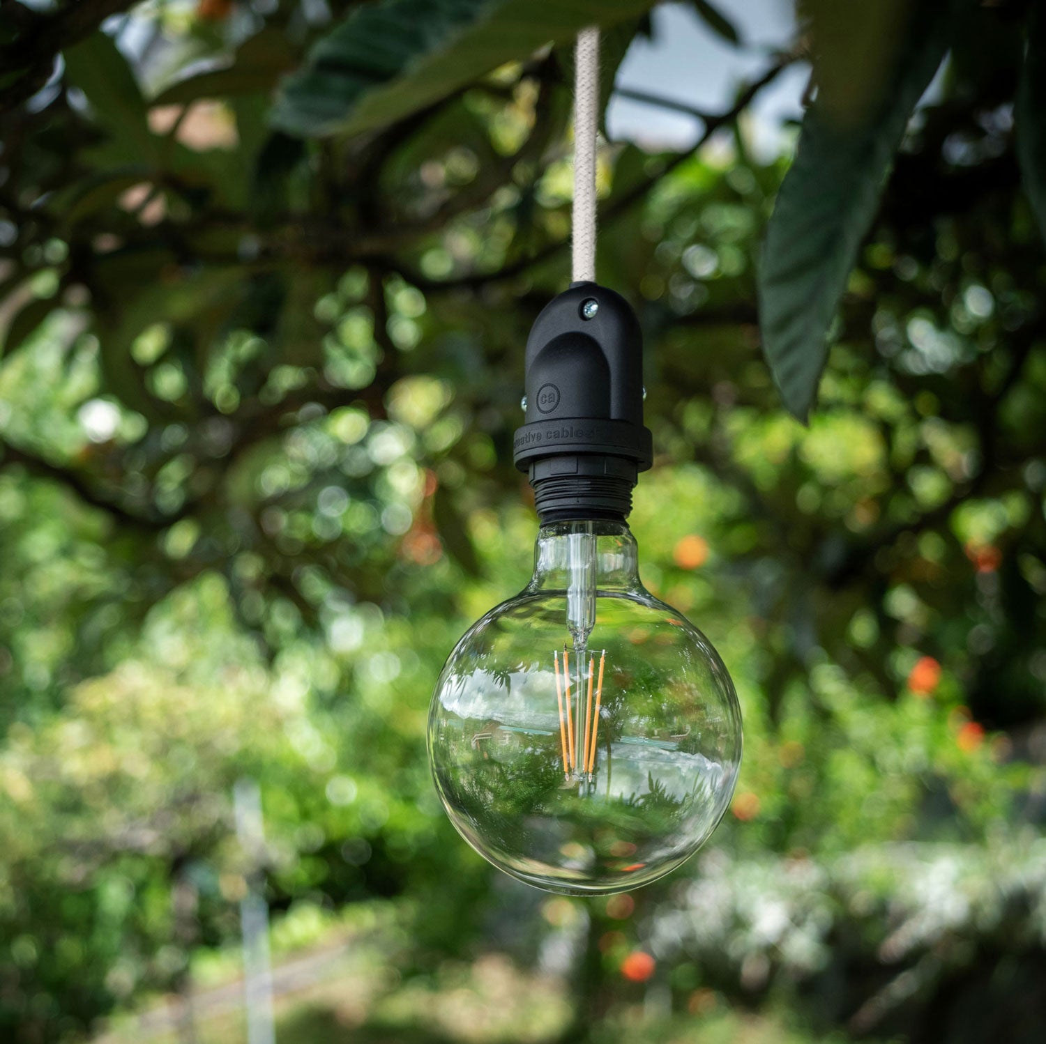 Modulair Lampada da esterno per paralume con 5 m cavo tessile, decentatore, rosone e portalampada IP65 - Bianco