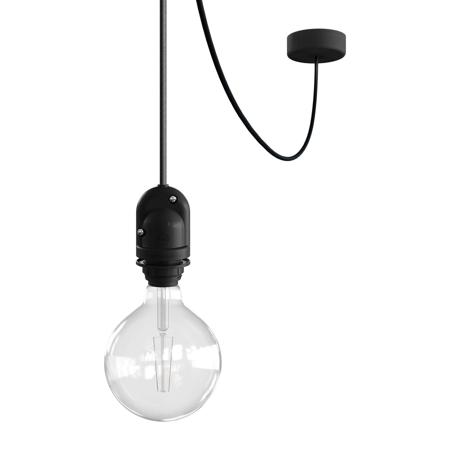 Modulair Lampada da esterno per paralume con 5 m cavo tessile, decentatore, rosone e portalampada IP65 - Nero