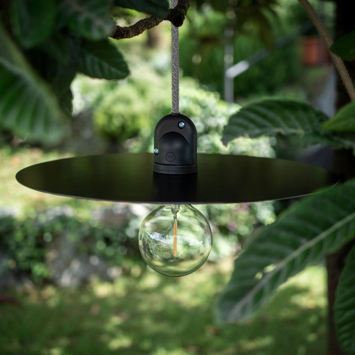 Modulair Lampada da esterno per paralume con 5 m cavo tessile, decentatore, rosone e portalampada IP65 - Nero