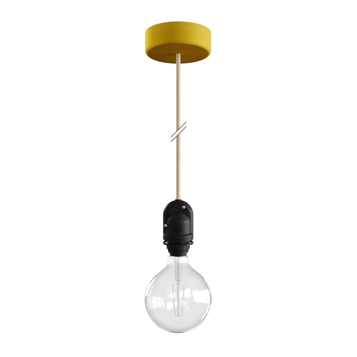 Modulair Lampada per paralume da esterni con 1,5 m cavo tessile, rosone e portalampada IP65 waterproof - Mostarda