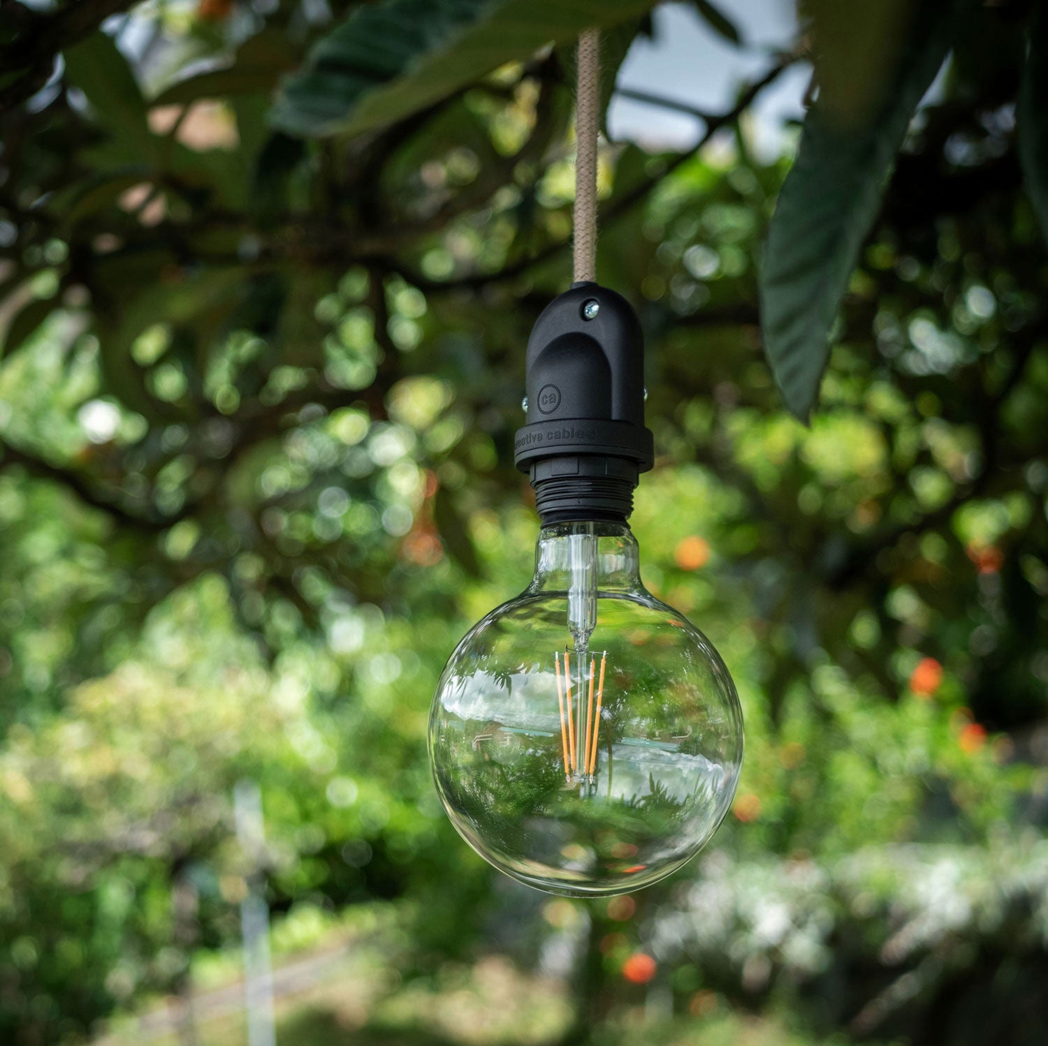 Modulair Lampada da esterno per paralume con 5 m cavo tessile, decentatore, rosone e portalampada IP65 - Mostarda